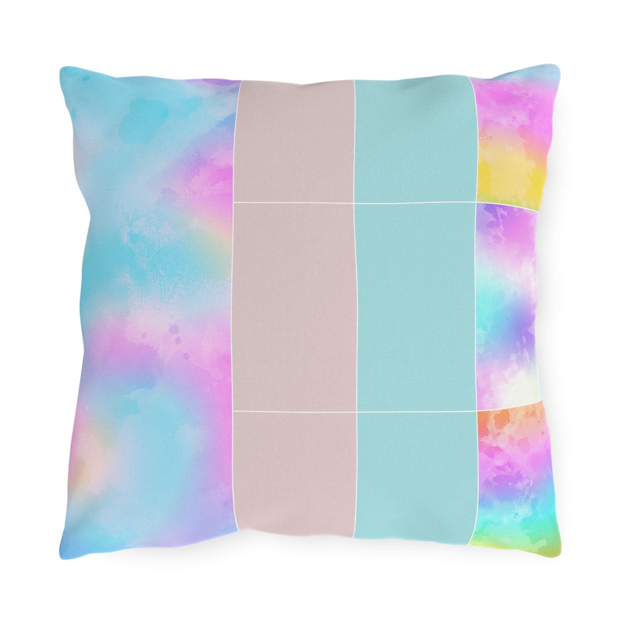 Decorative Outdoor Pillows - Set Of 2, Pastel Colorblock Watercolor Illustration