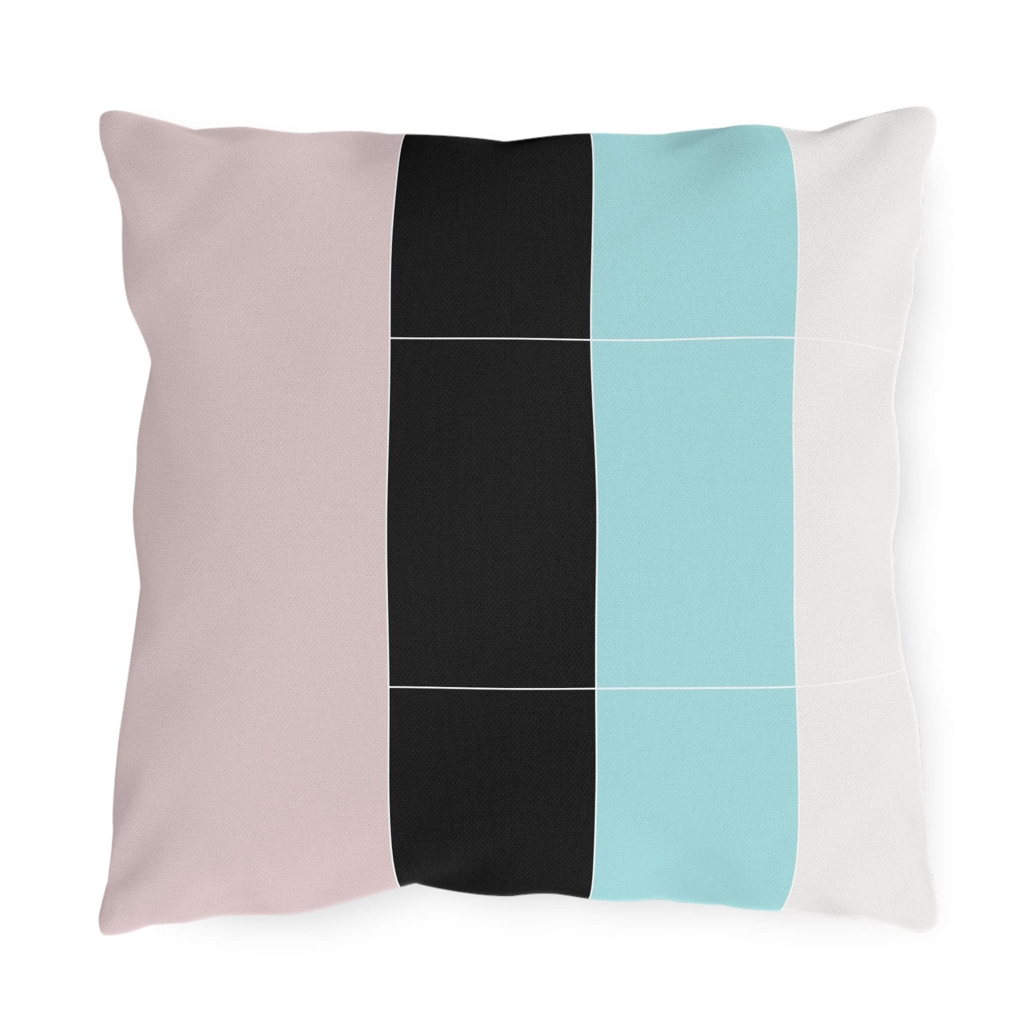 Decorative Outdoor Pillows - Set Of 2, Pastel Colorblock Pink/black/blue