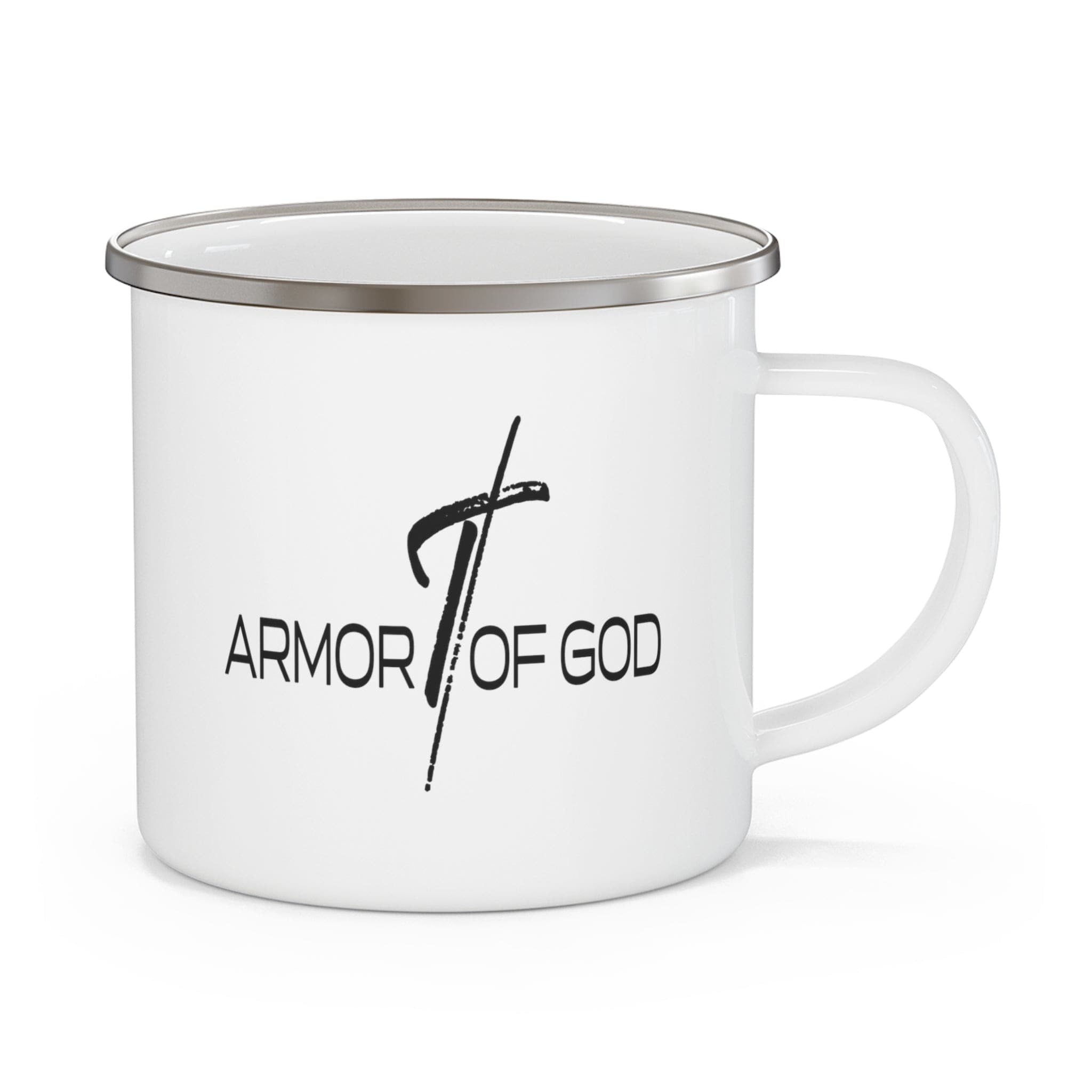 Enamel Camping Mug, Armor Of God Black Illustration