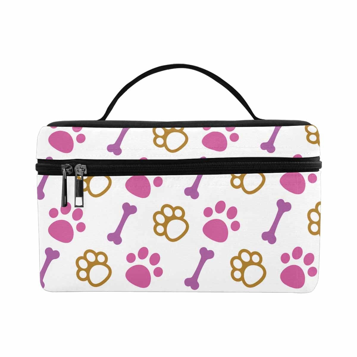 Cosmetic Bag, Pink Paws And Doggie Bones Bag,travel Case