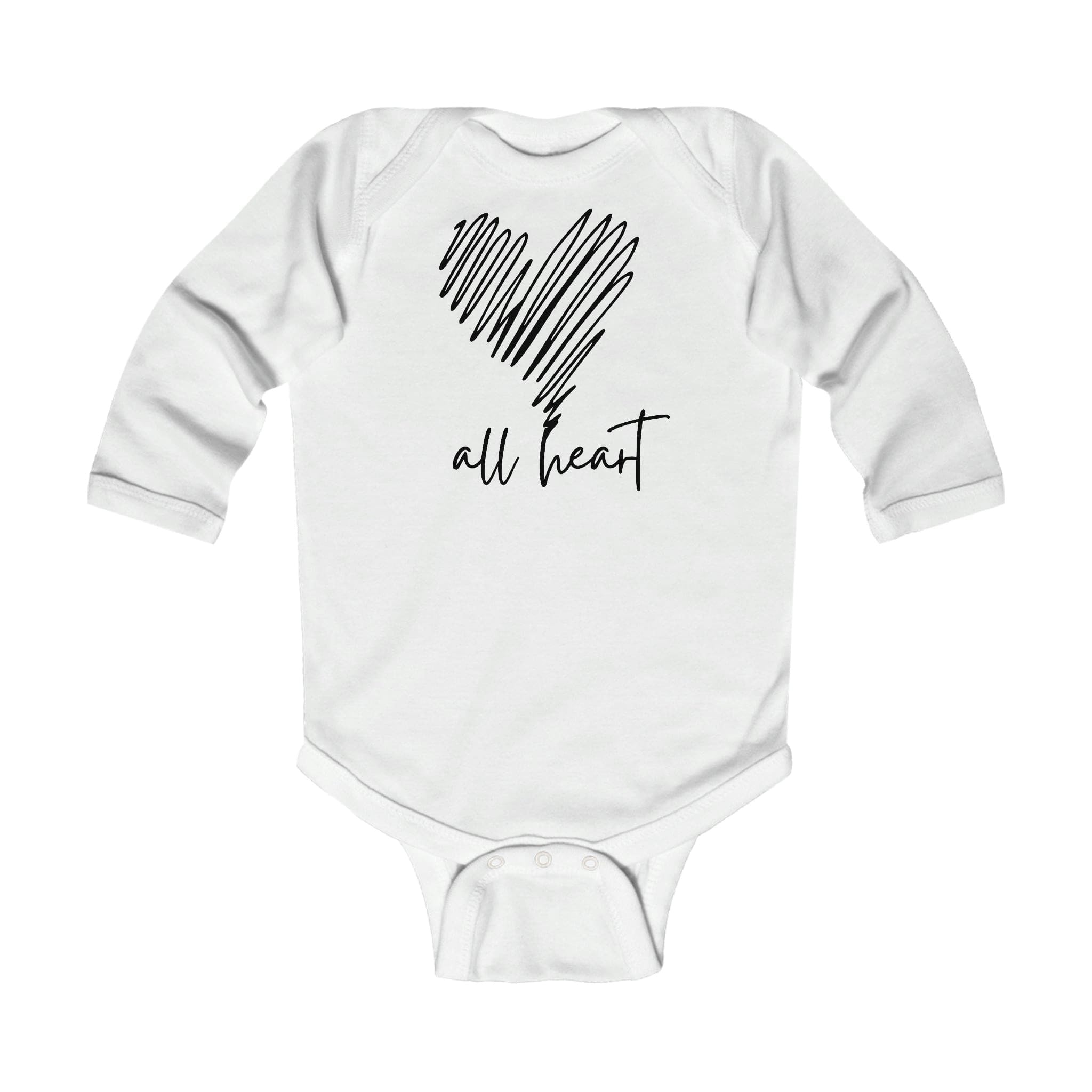 Infant Long Sleeve Bodysuit, Say It Soul, All Heart Black Line Art Print