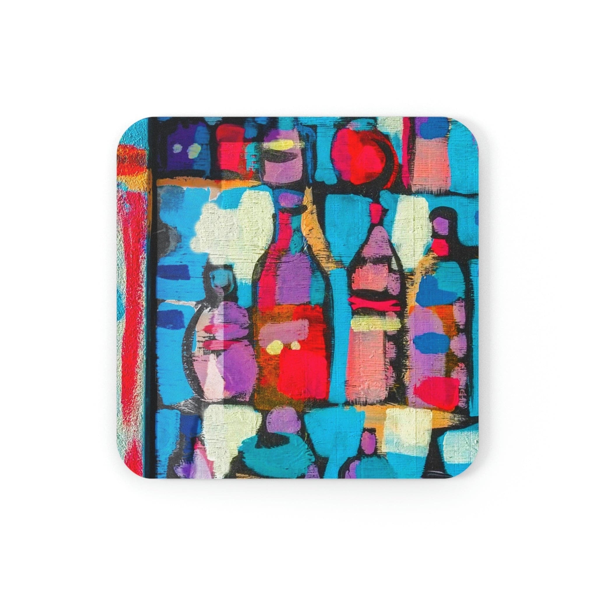 Home Decor, Coaster Set - 4 Piece Home/office, Sutileza Smooth Colorful Abstract Print