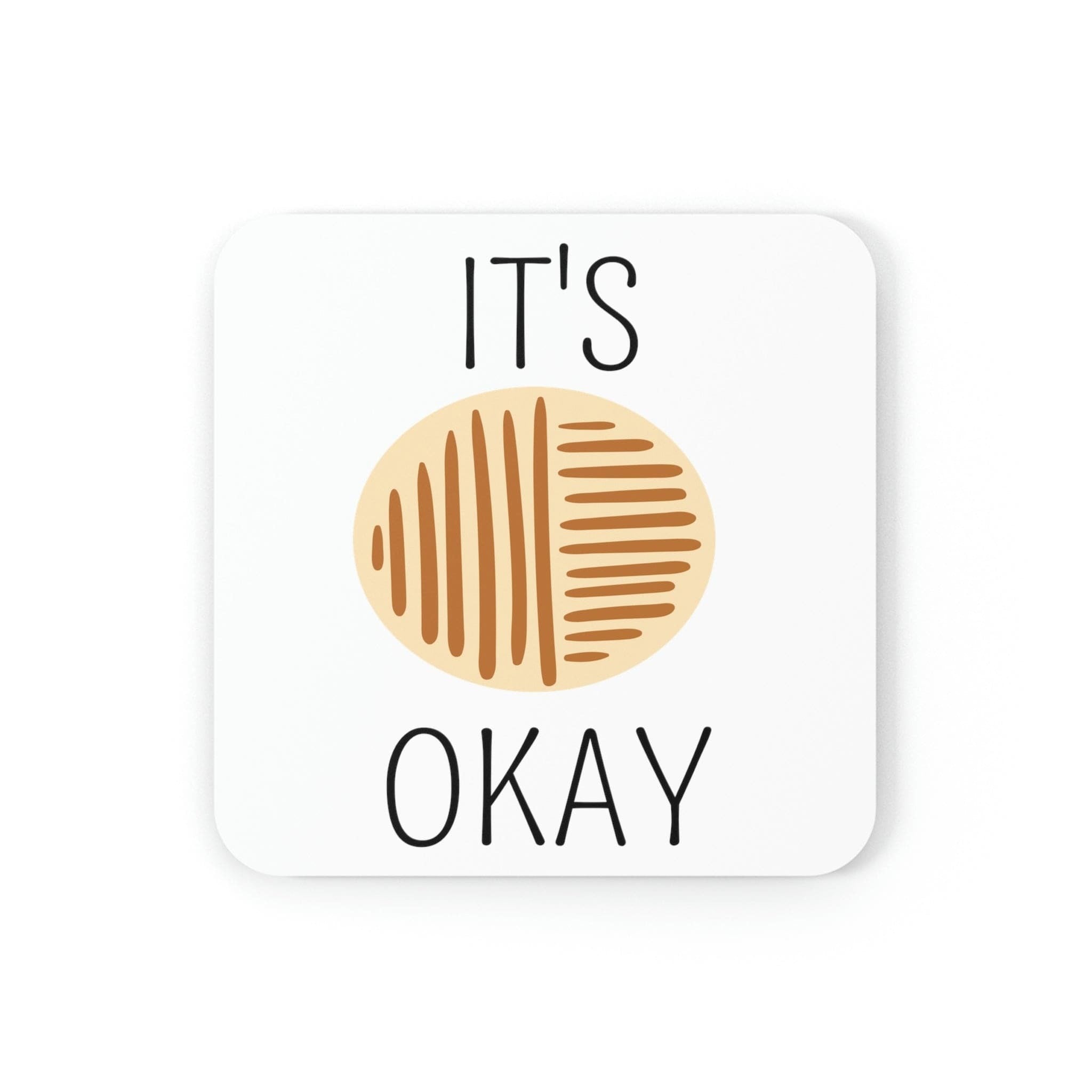 Home Decor, Coaster Set - 4 Piece Home/office, Say It Soul, Its Okay, Black And Brown Line Art Positive Affirmation