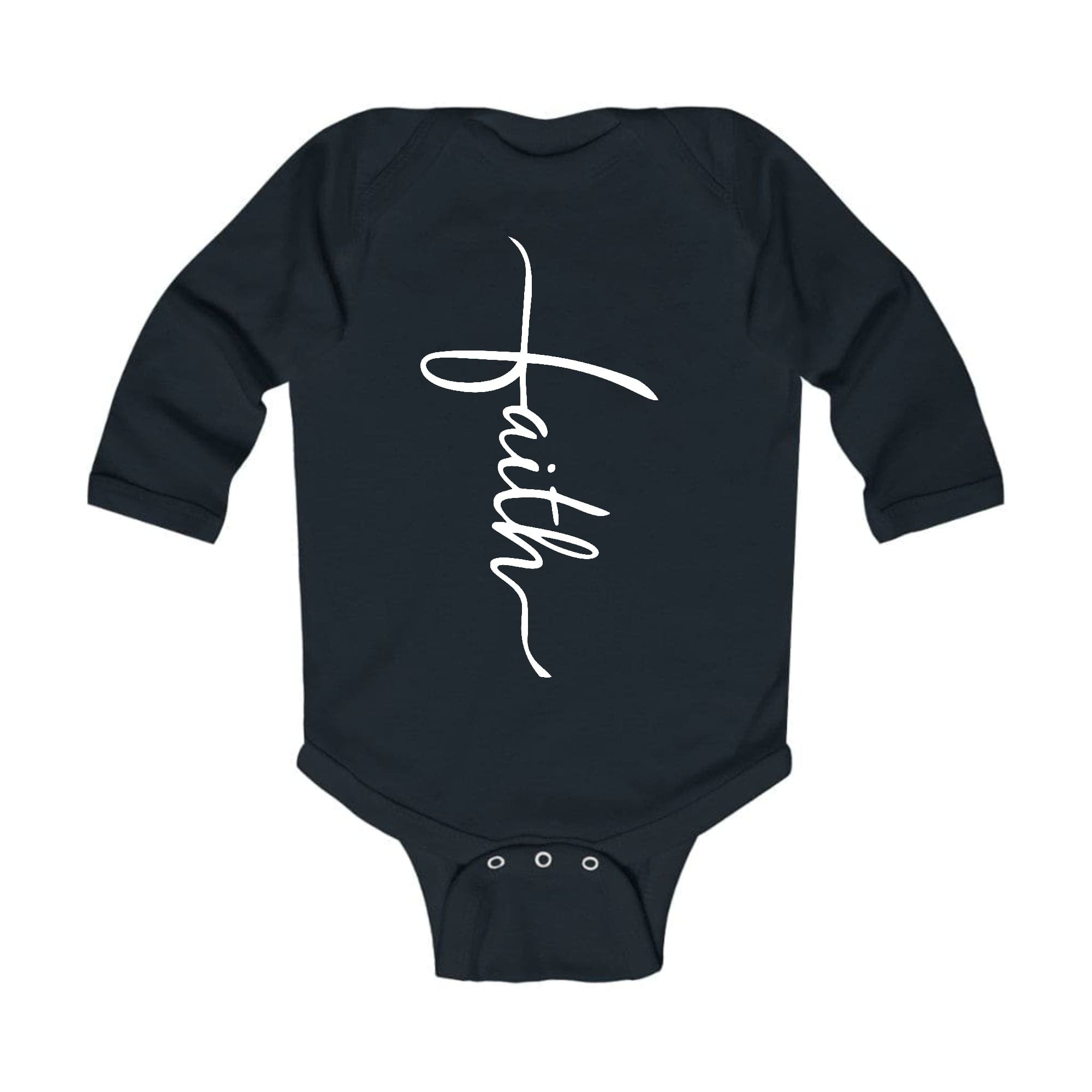 Infant Long Sleeve Graphic T-shirt Faith Script Cross Illustration