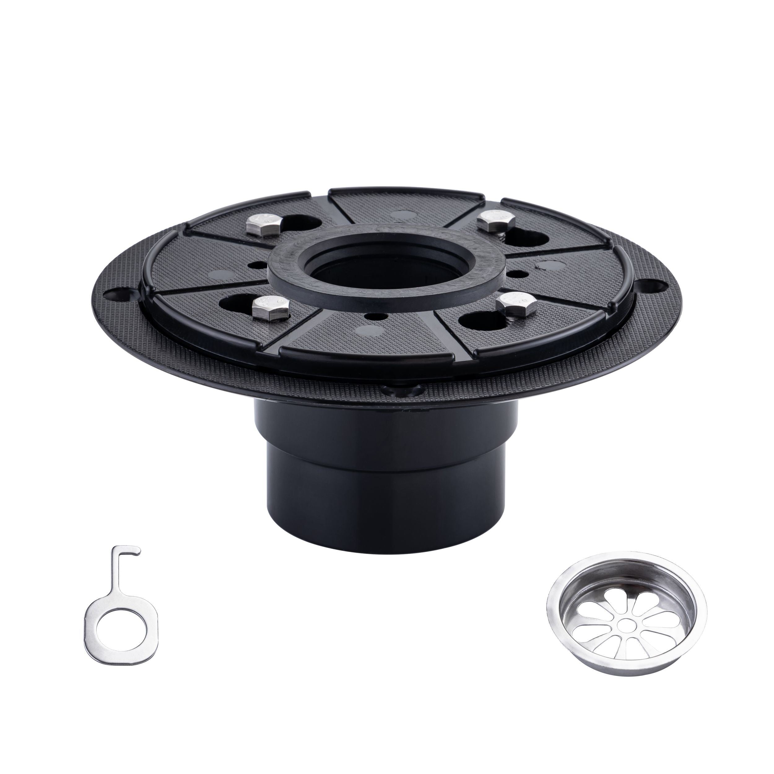 Round Black ABS Shower Drain Base