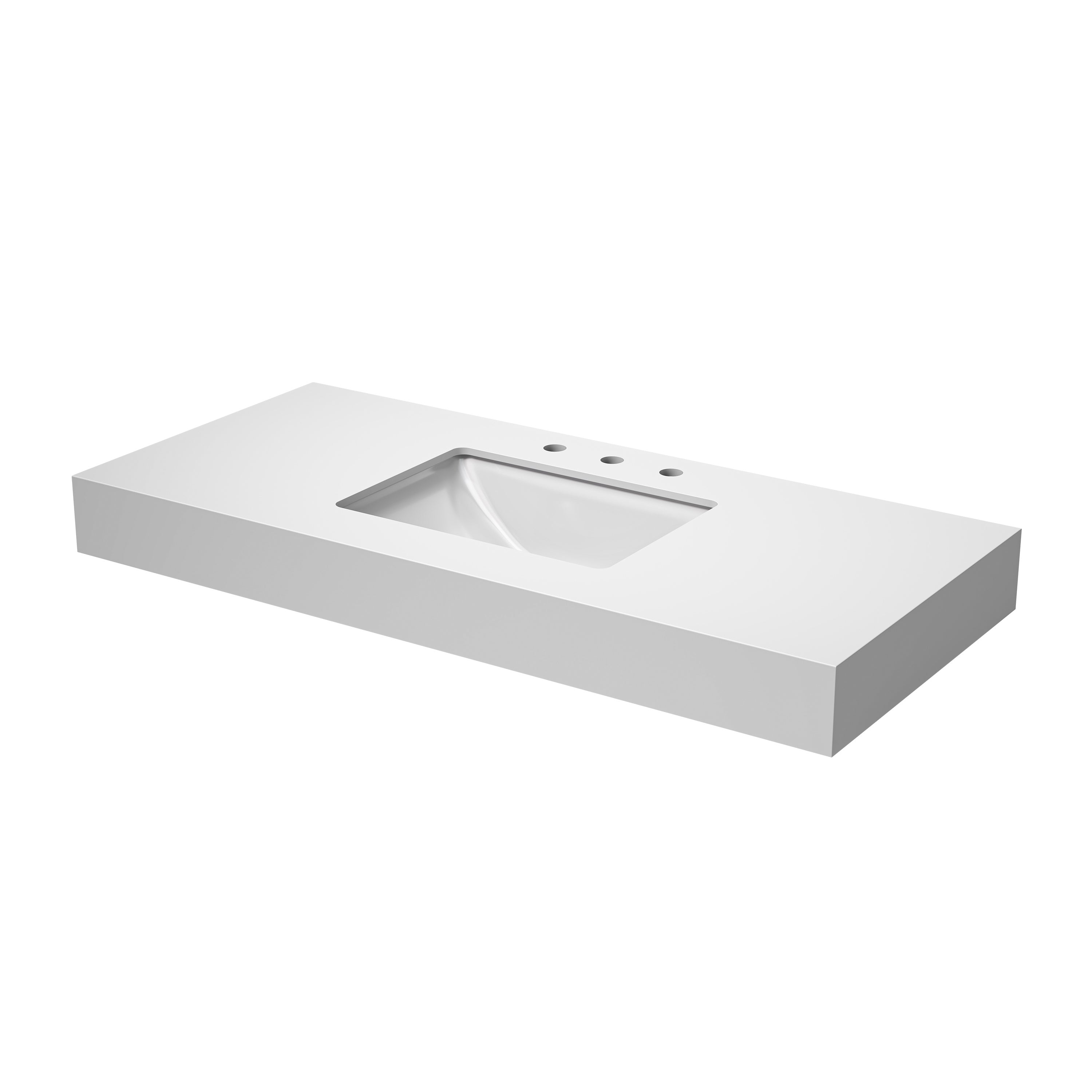 Bathroom vanity Top49 "x 22" under hanging 4.7" pure white rock panel can be hung single, with mounting bracket, CUPC ceramic sink and three-hole faucet hole with backsplash