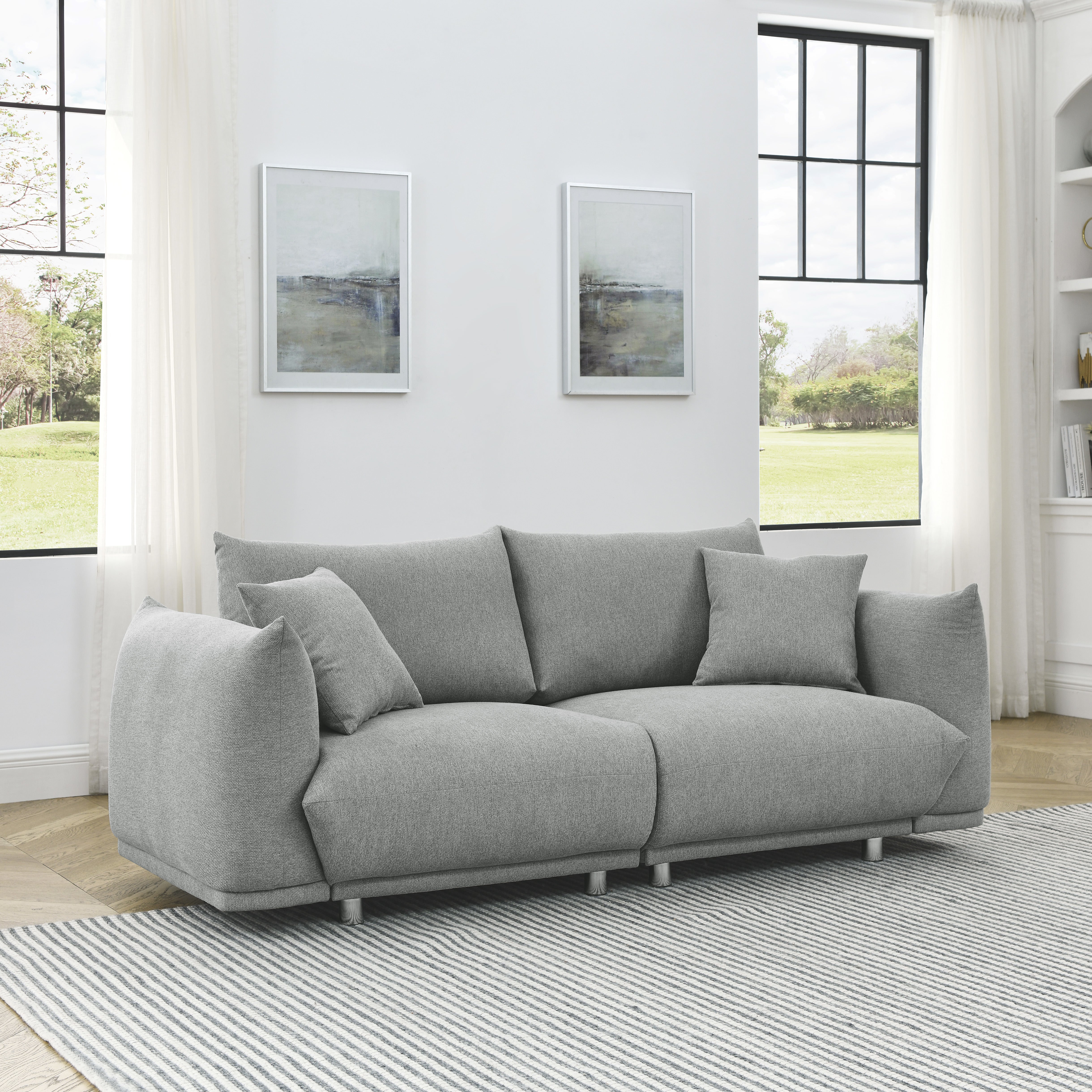 78.8'' Modern Couch for Living Room Sofa,Solid Wood Frame and Stable Metal Legs, 2 Pillows, Sofa Furniture for Apartment