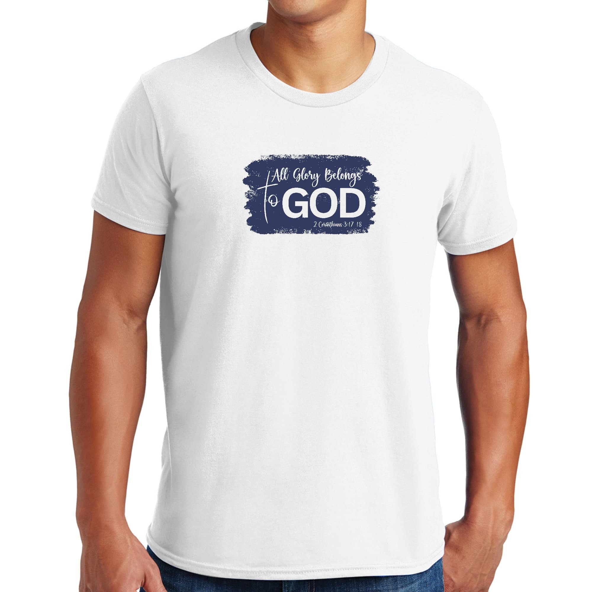 Graphic T-shirt, All Glory Belongs To God Christian Illustration Navy