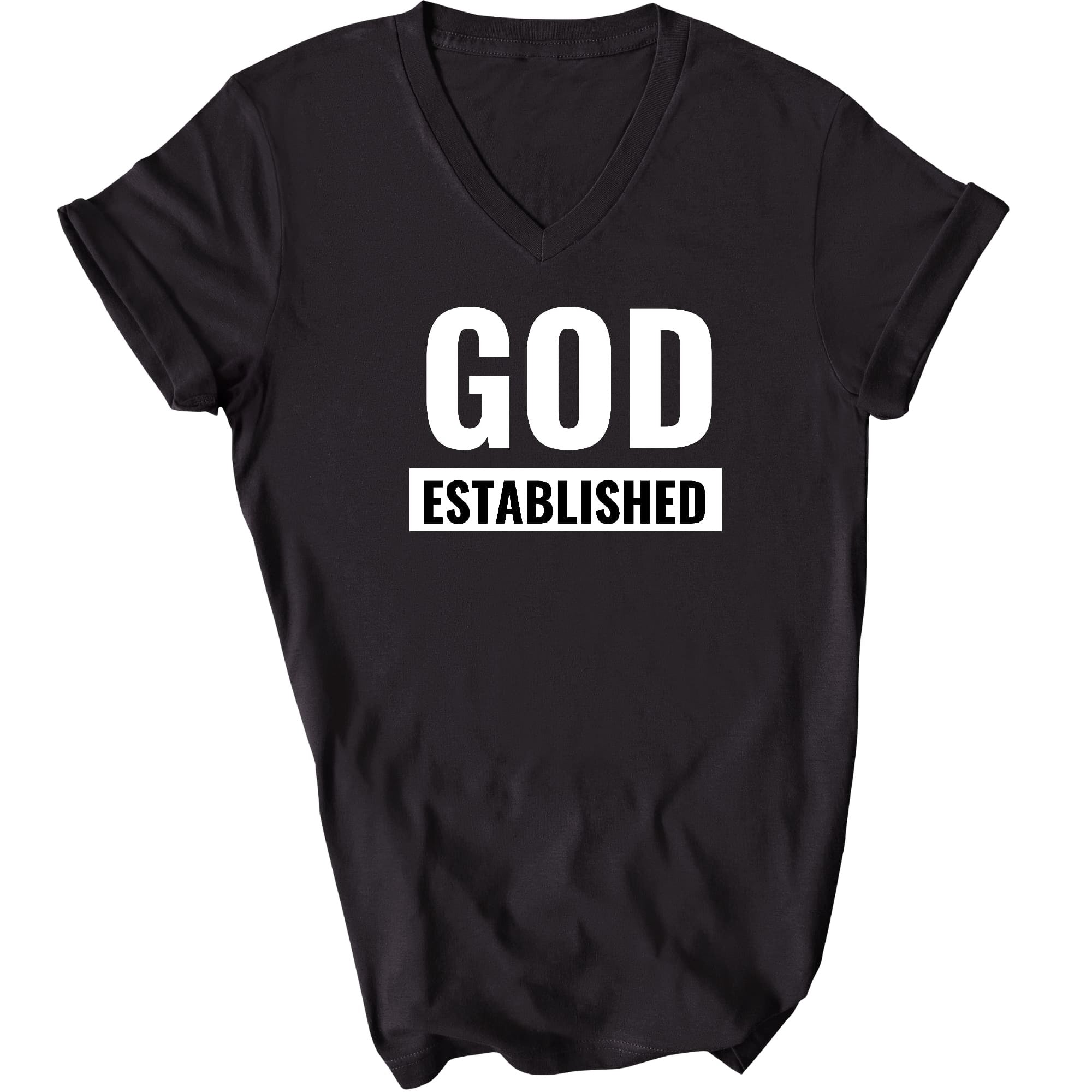 God Established White And Black Illustration Mens V-neck T-shirt