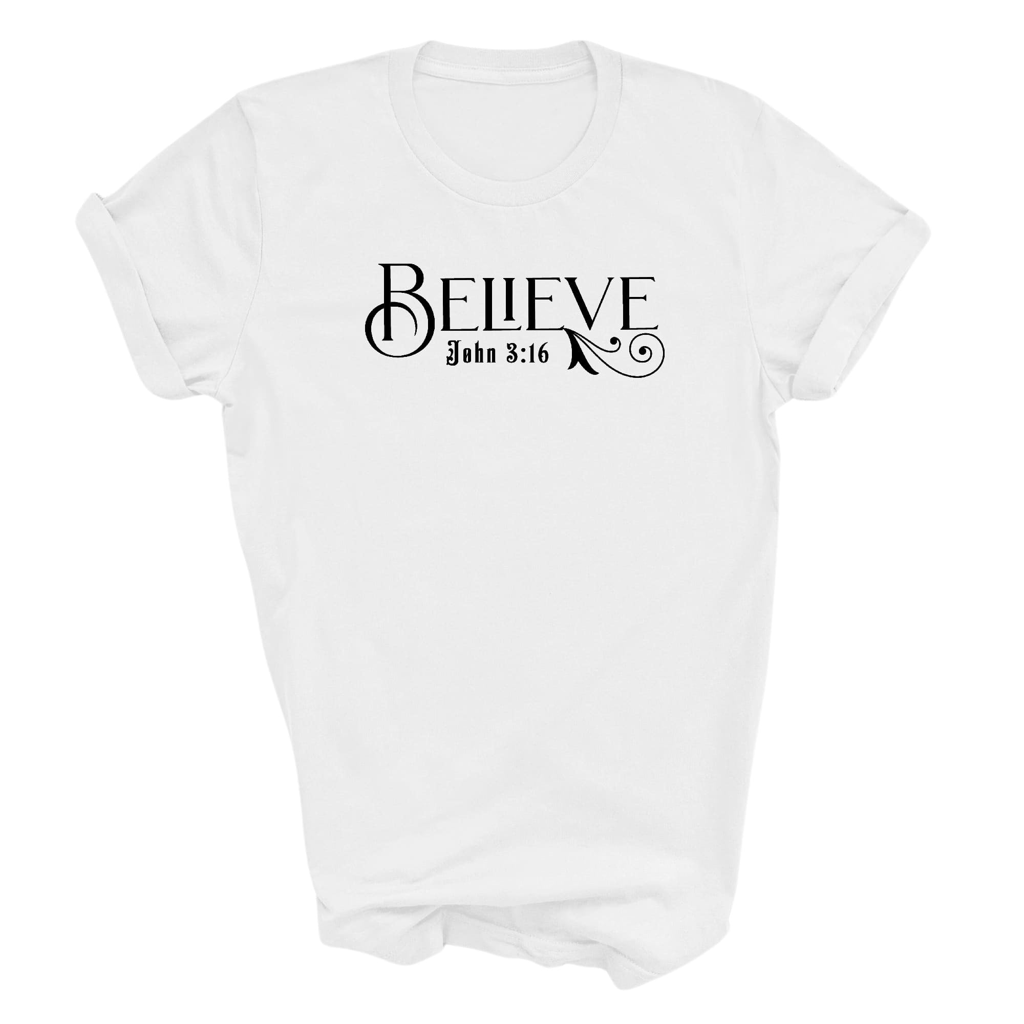 Graphic Tee T-shirt Believe John 3:16 Black Illustration