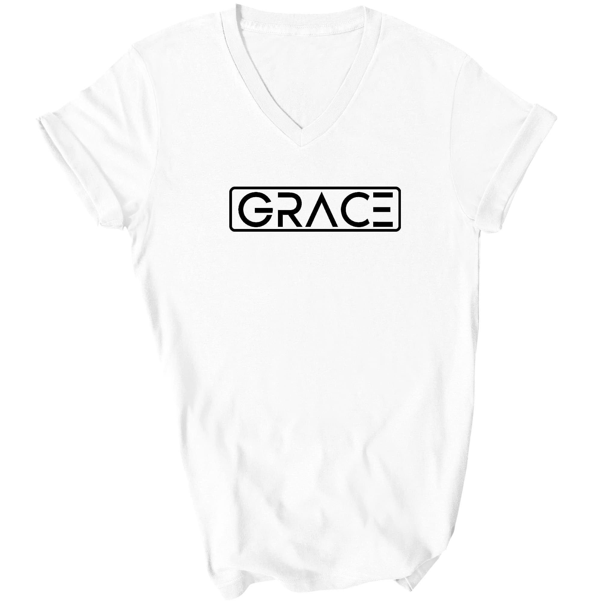 Grace Christian Black Illustration Graphic V-neck T-shirt