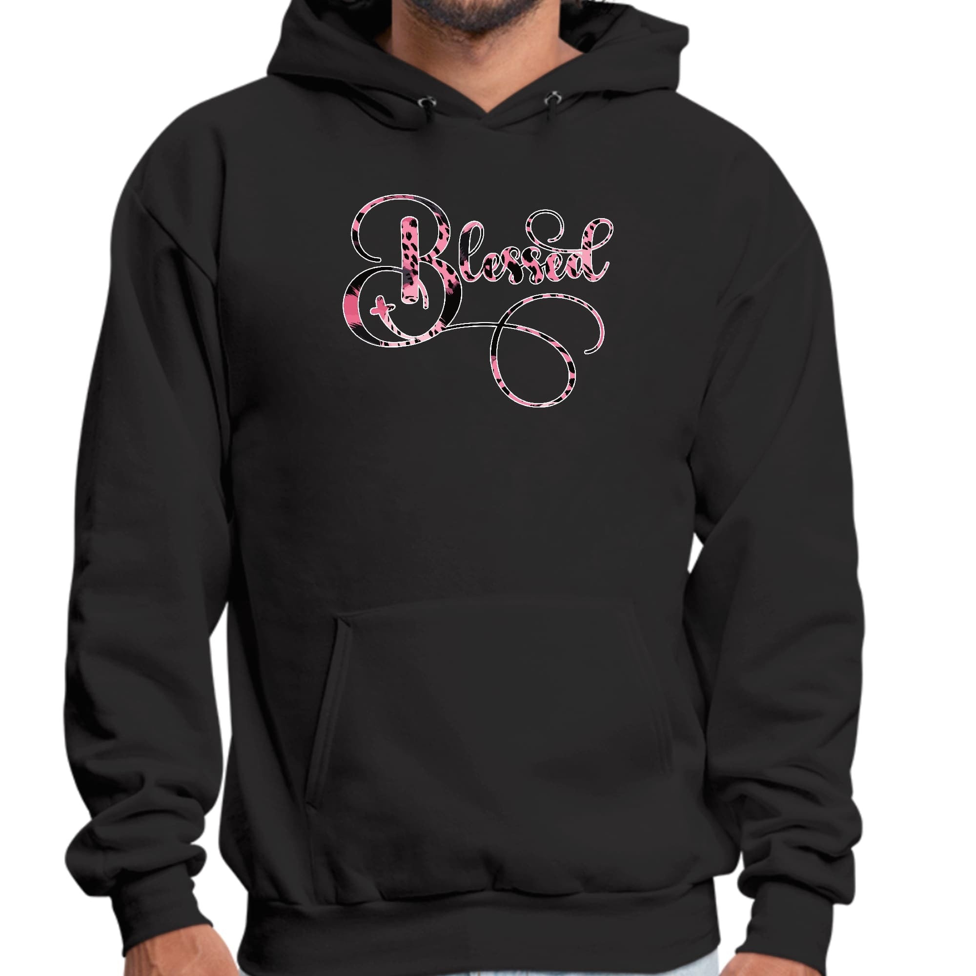 Blessed Pink And Black Patterned Graphic Illustration Graphic Hoodie