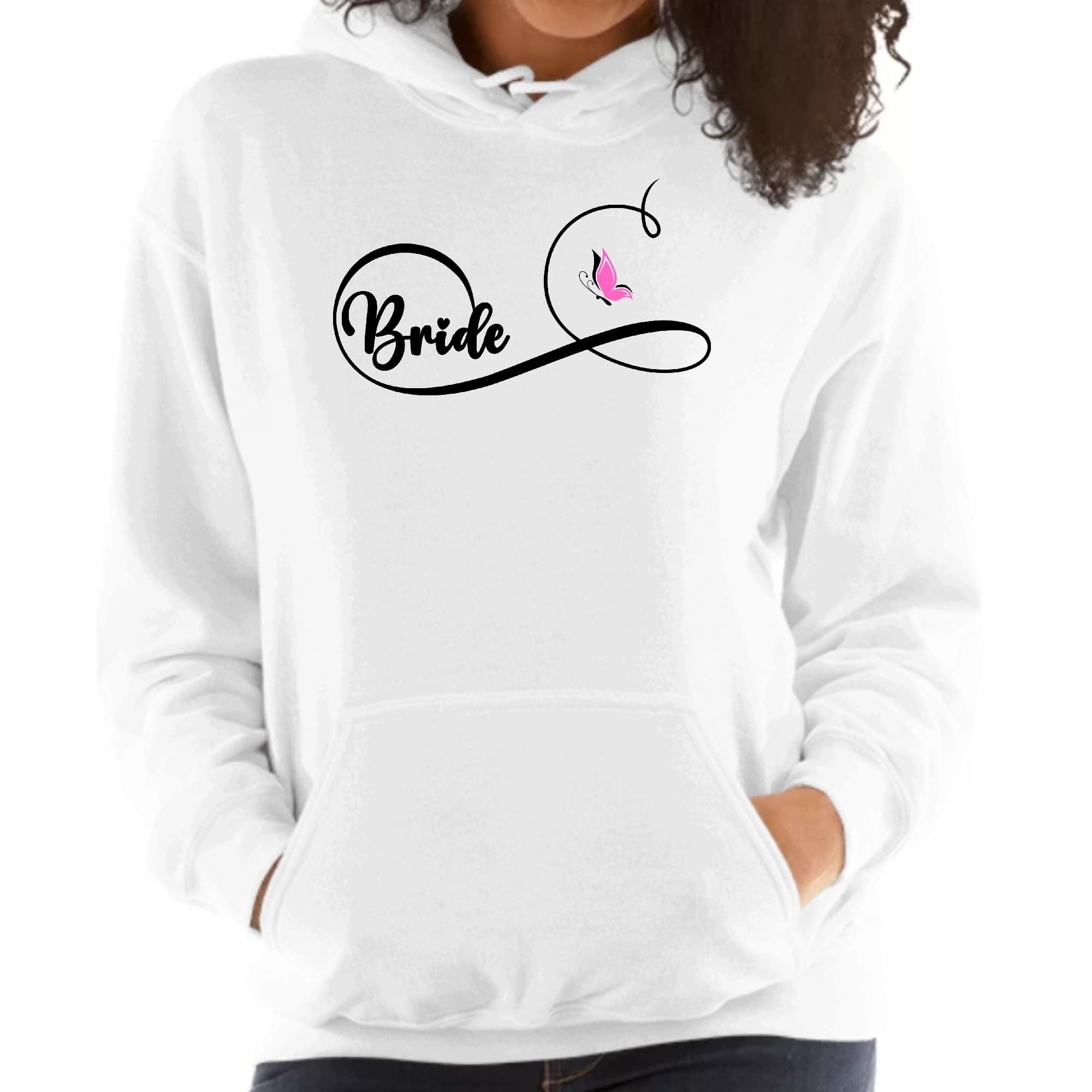Bride - Wedding Bridal Butterfly Illustration Womens Hoodie