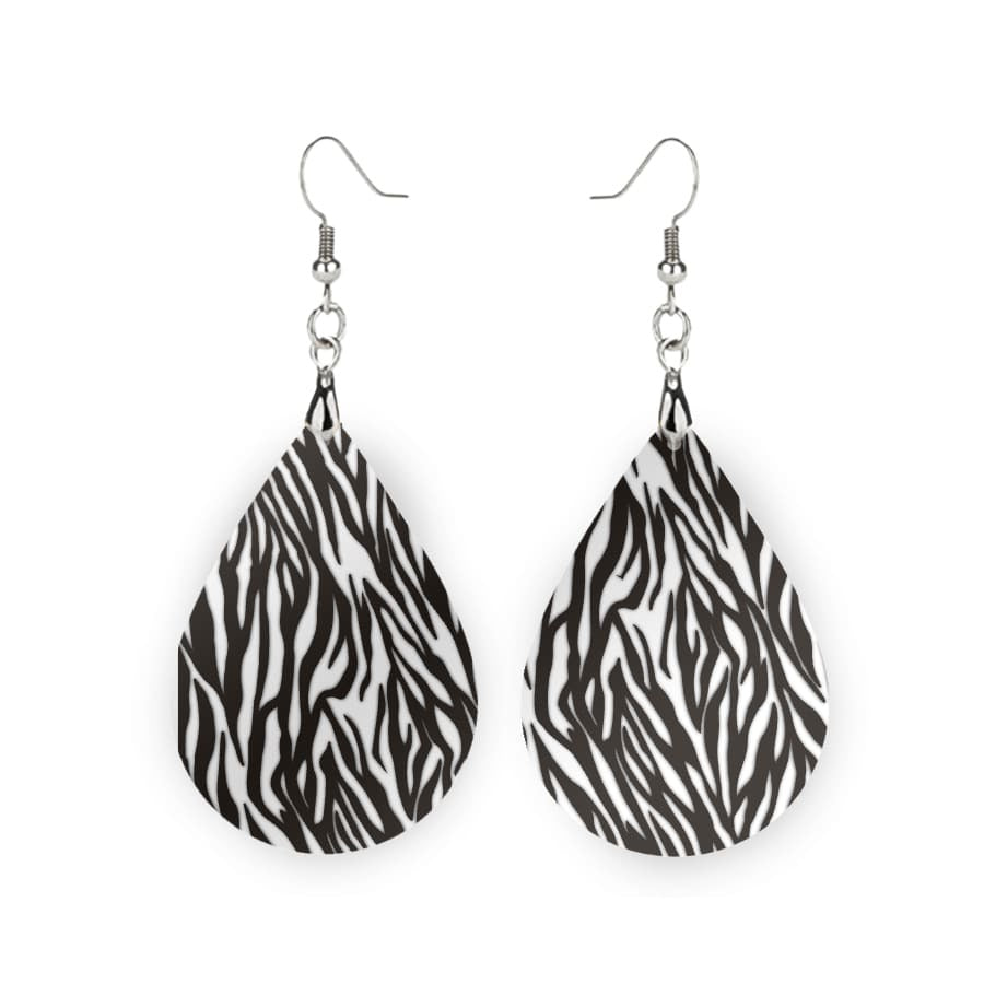 Fashion Earrings, Black And White Striped Illustration