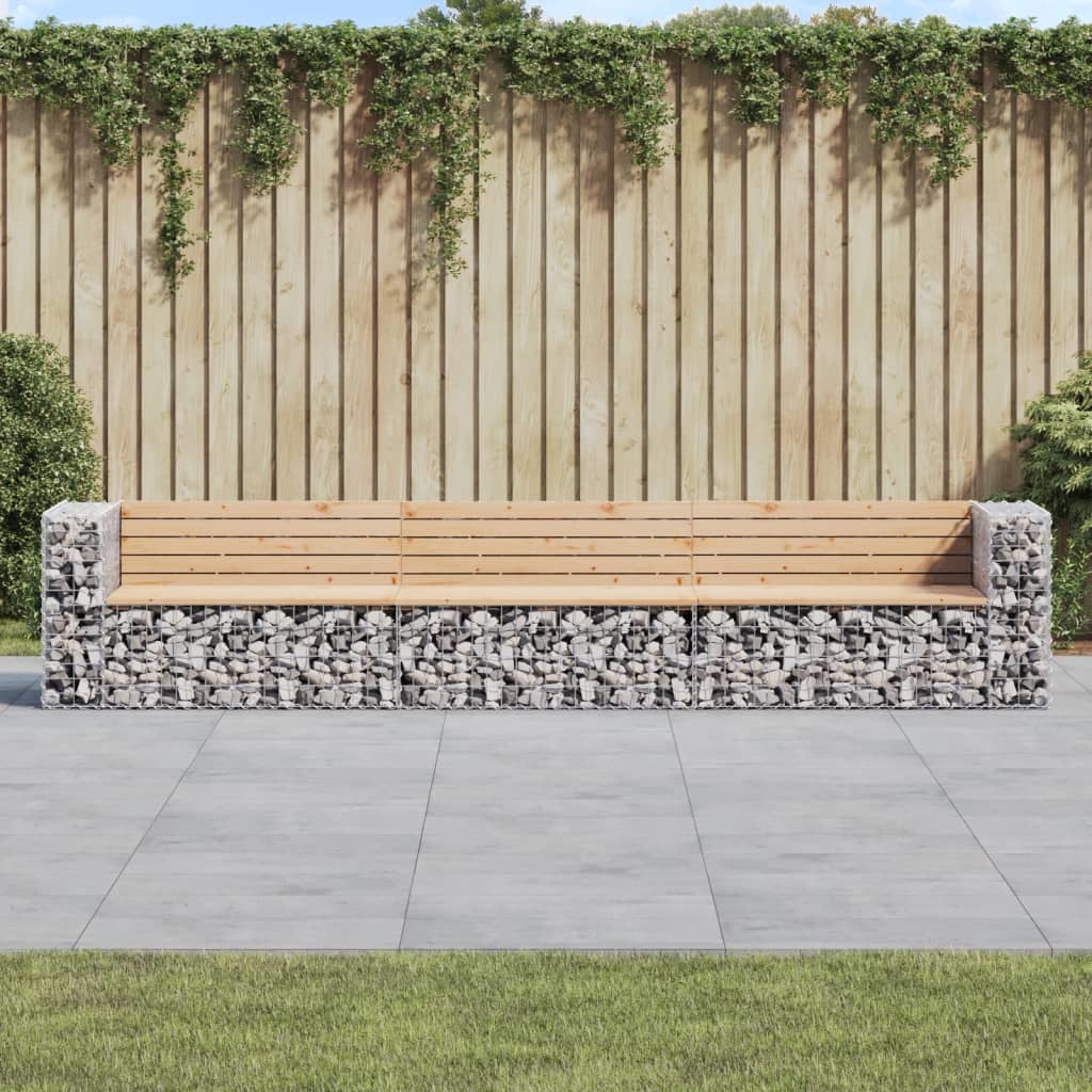 Patio Bench Gabion Design 136.6"x28"x25.8" Solid Wood Pine