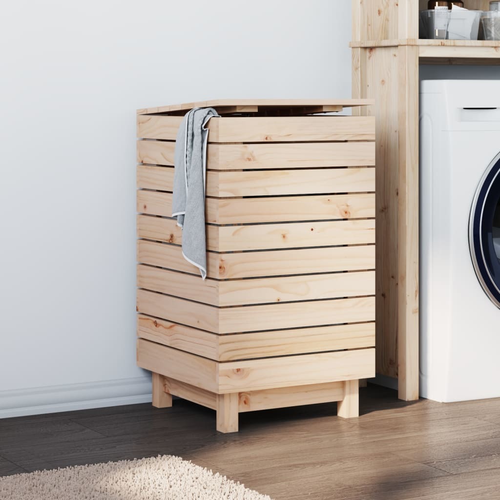 Laundry Basket 17.3"x17.3"x29.9" Solid Wood Pine