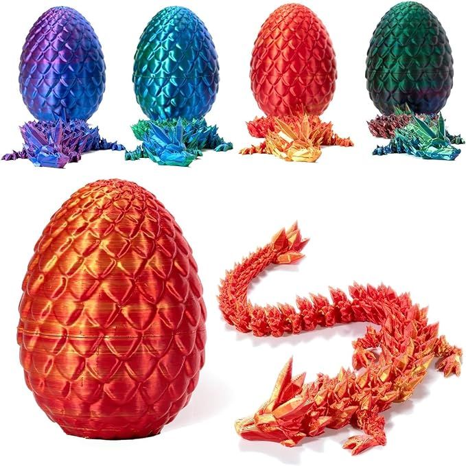 3D Printed Dragon In Egg,Full Articulated Dragon Crystal Dragon With Dragon Egg,Flexible Joints Home Decor Executive Desk Toys,Home Office Decor Execu