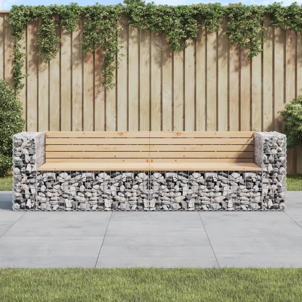 Patio Bench Gabion Design 96.1"x28"x25.8" Solid Wood Pine