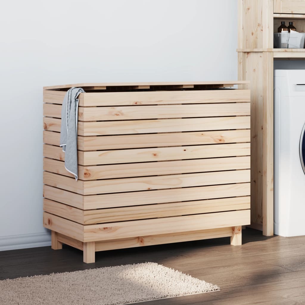 Laundry Basket 34.8"x17.3"x29.9" Solid Wood Pine