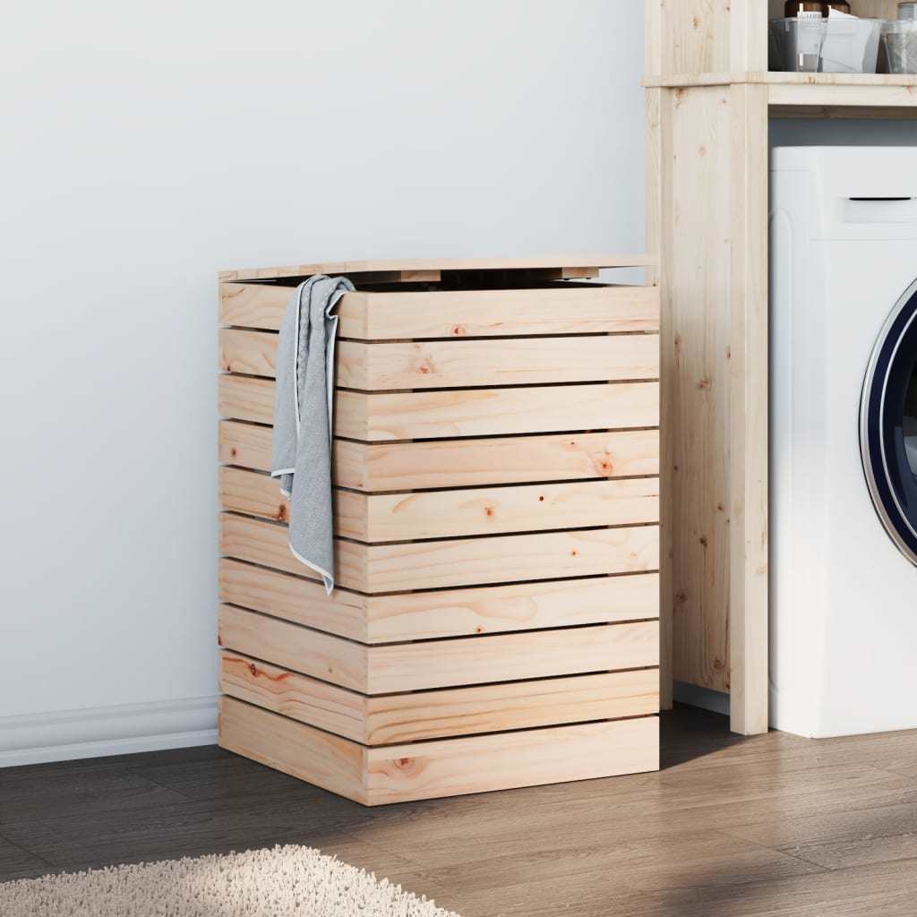 Laundry Basket 17.3"x17.3"x26" Solid Wood Pine