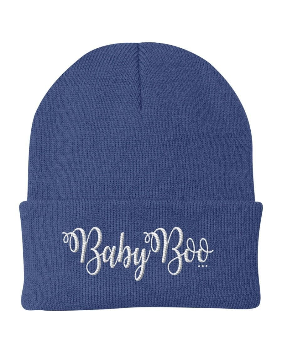 Beanie Knit Cap - Baby Boo Graphic Hat / White Text