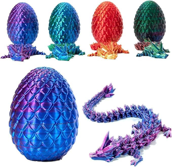 3D Printed Dragon In Egg,Full Articulated Dragon Crystal Dragon With Dragon Egg,Flexible Joints Home Decor Executive Desk Toys,Home Office Decor Execu