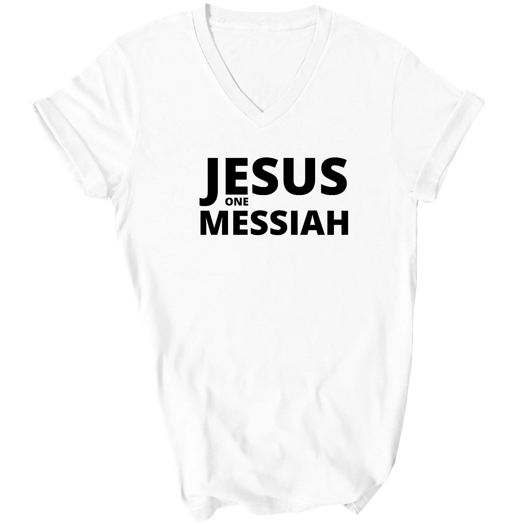 Jesus One Messiah Black Illustration Graphic V-neck T-shirt