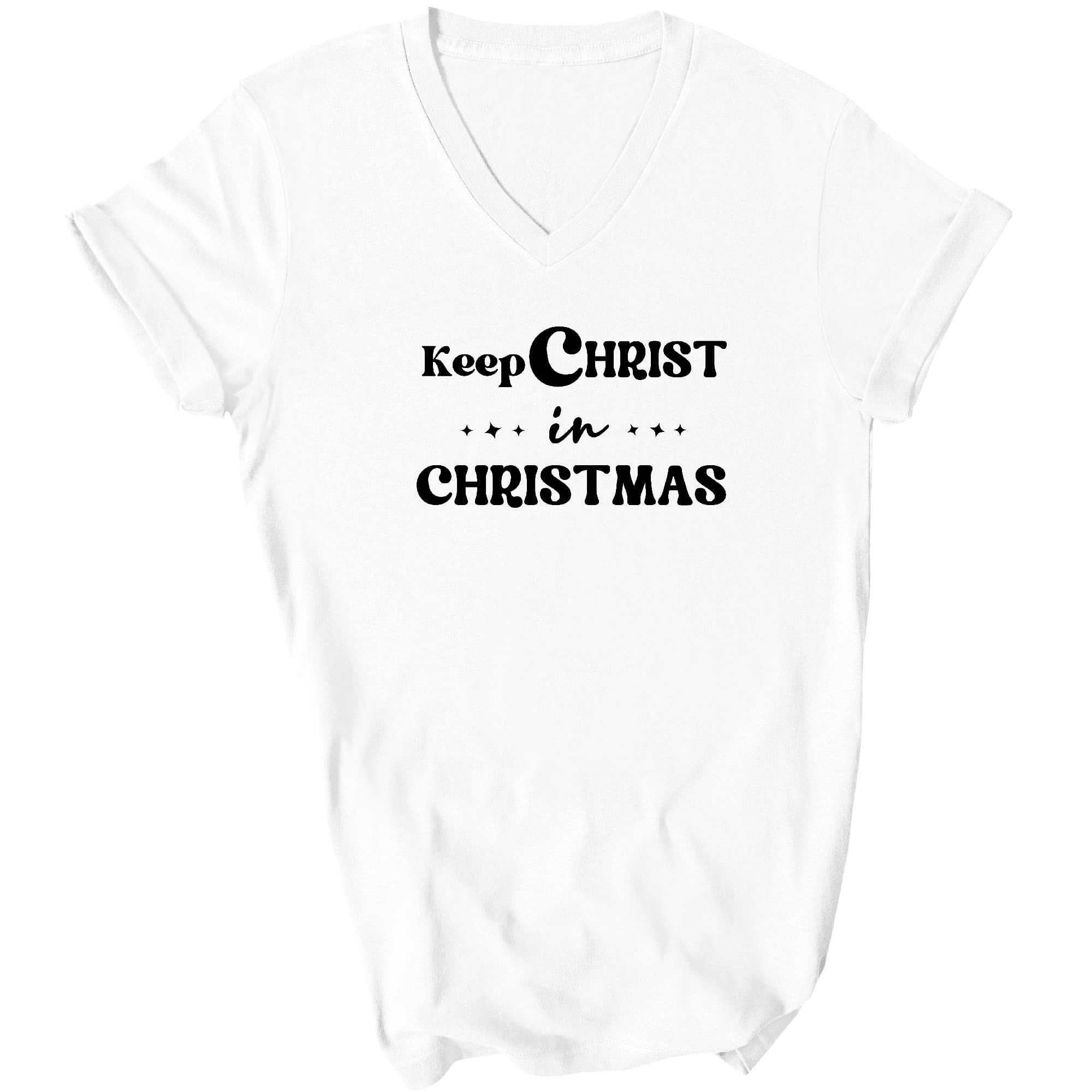 Keep Christ In Christmas, Christian Holiday Graphic V-neck T-shirt