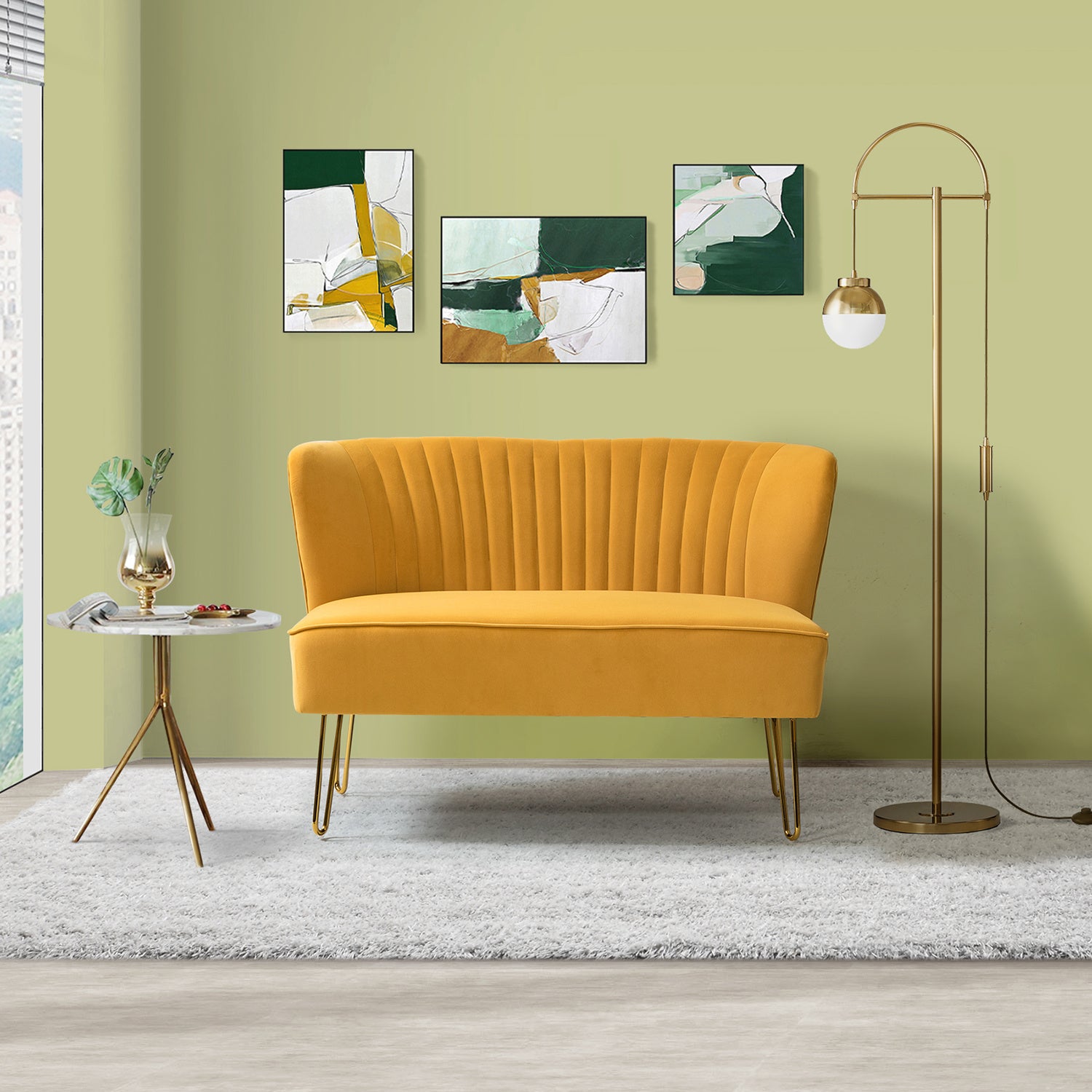 Eloisa 45"Loveseat-MUSTARD