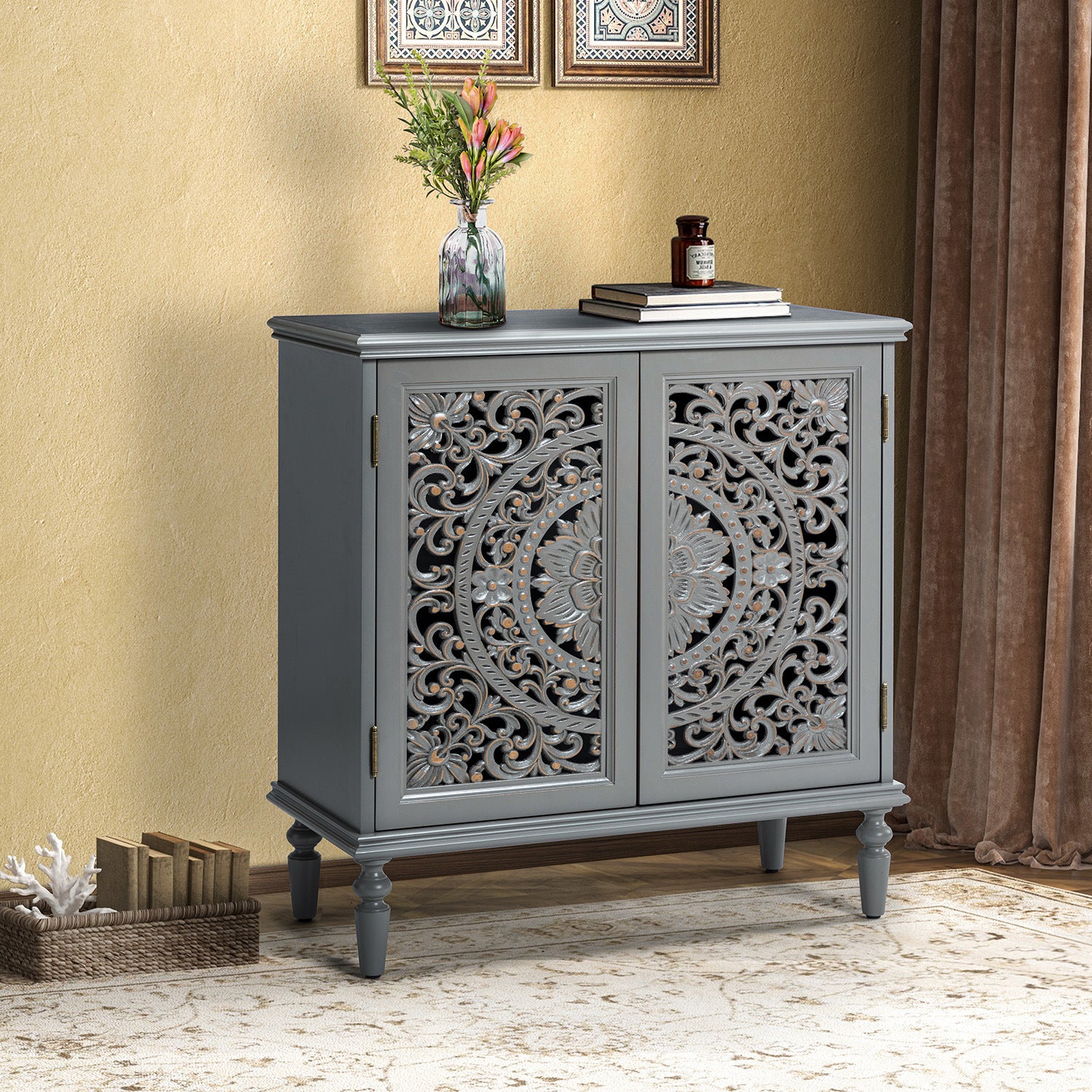 Melampous 32" Tall 2-Door Accent Cabinet-GRAY