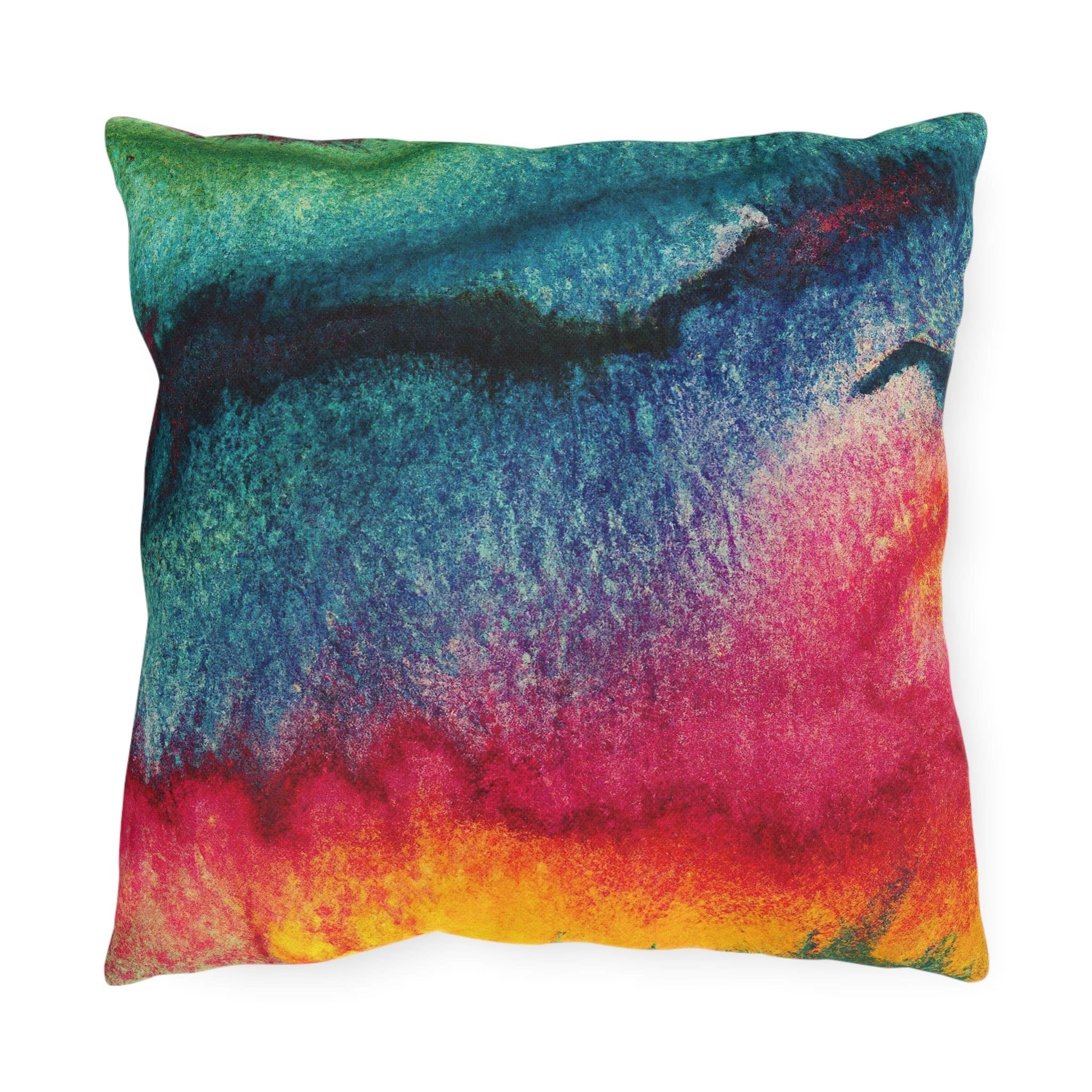 Decorative Outdoor Pillows With Zipper - Set Of 2, Multicolor Watercolor Abstract Print