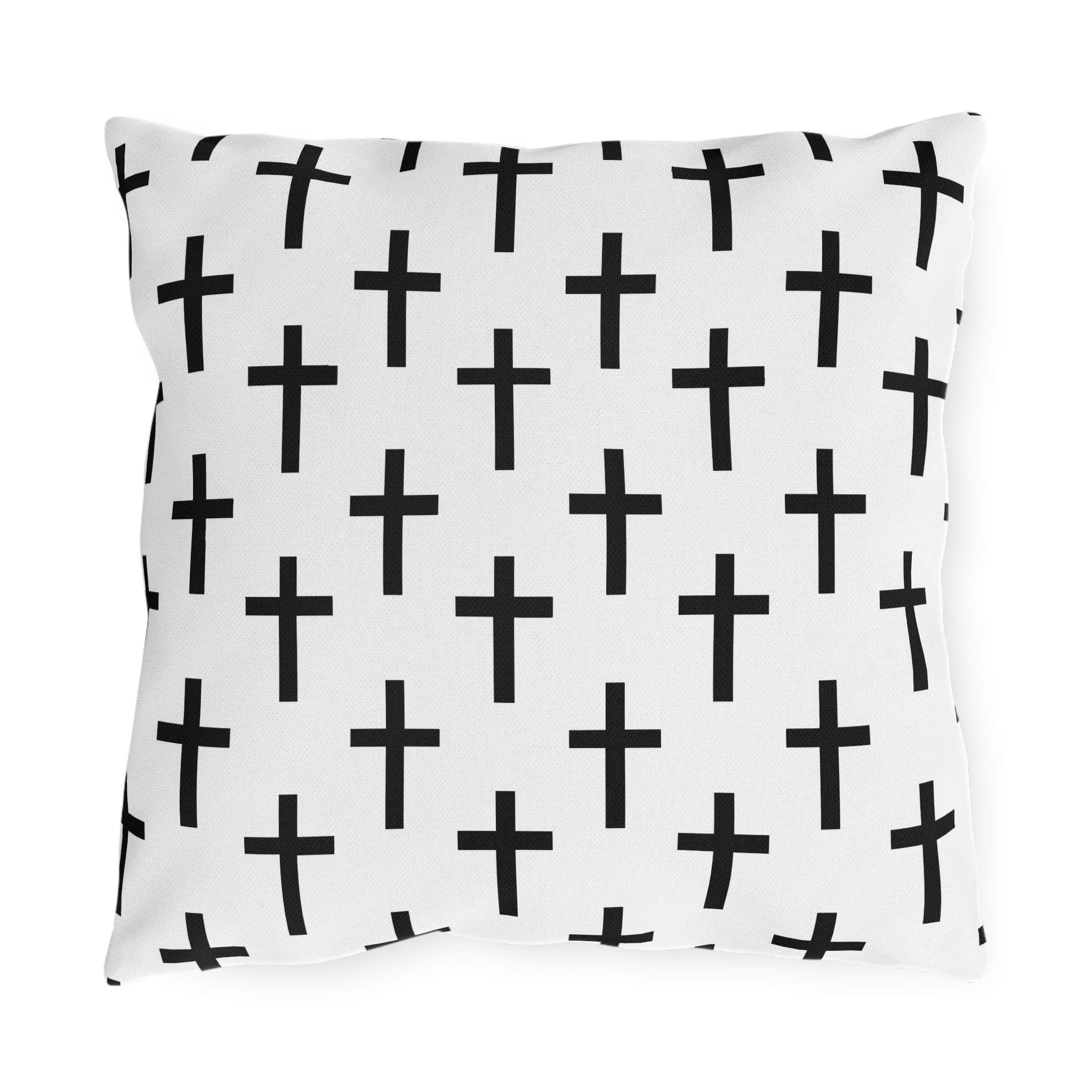 Decorative Outdoor Pillows With Zipper - Set Of 2, White And Black Seamless Cross Pattern