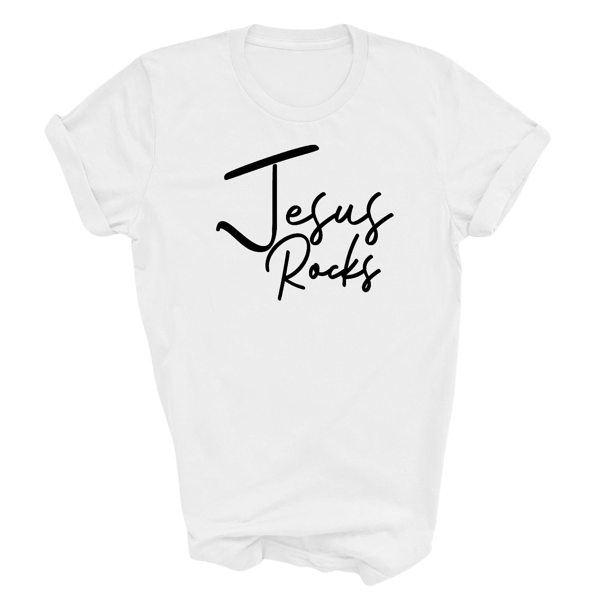 Graphic Tee T-shirt Jesus Rocks - Christian Inspiration Affirmation -