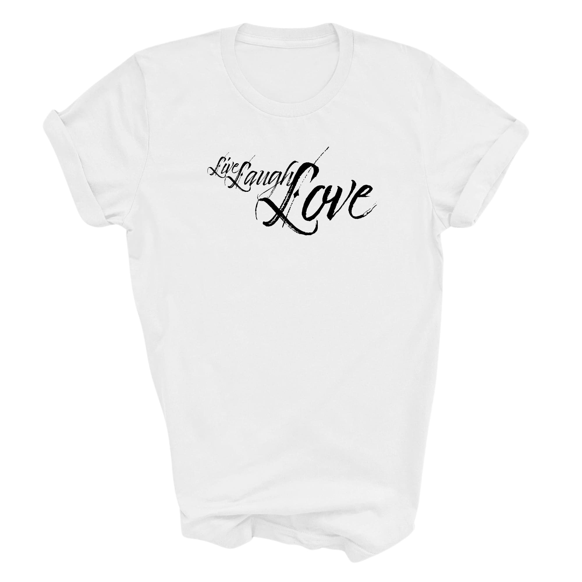 Graphic Tee T-shirt Live Laugh Love Black Illustration