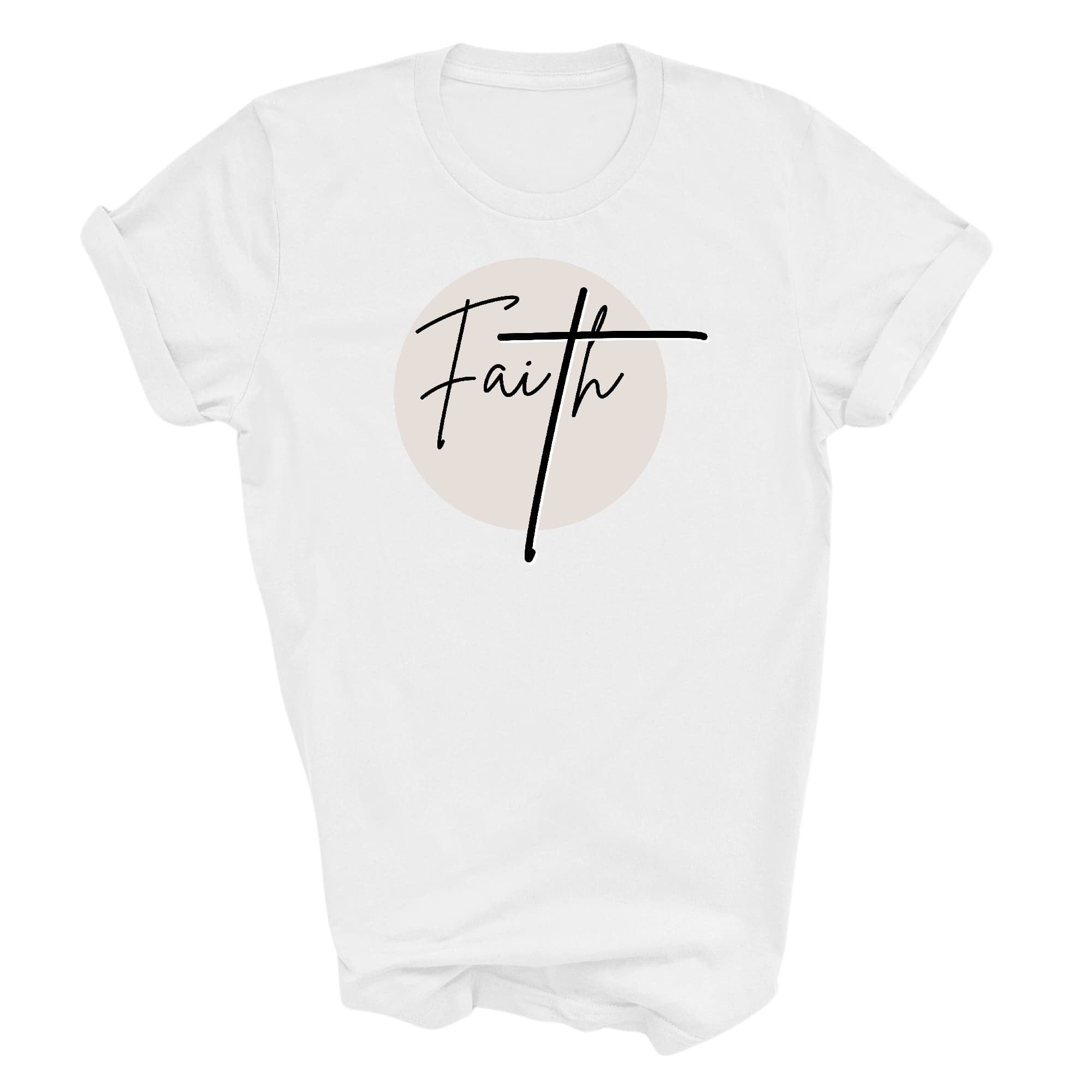 Graphic Tee T-shirt Faith - Christian Affirmation - Black And Beige