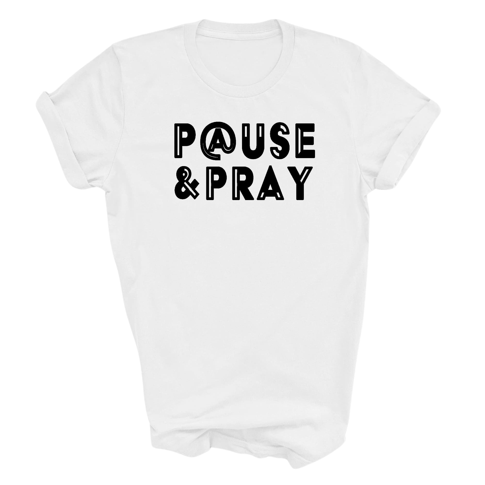 Graphic Tee T-shirt Pause And Pray Black Illustration