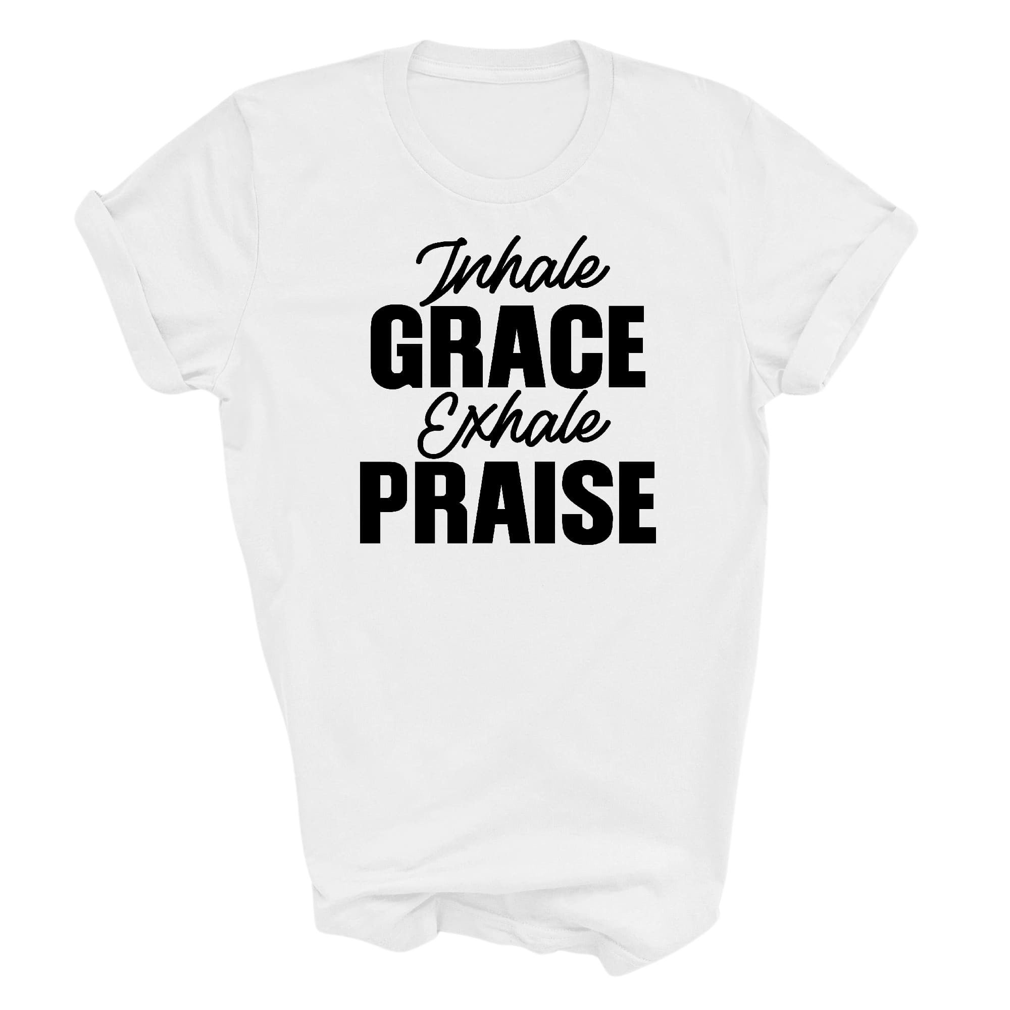 Graphic Tee T-shirt Inhale Grace Exhale Praise Black Illustration