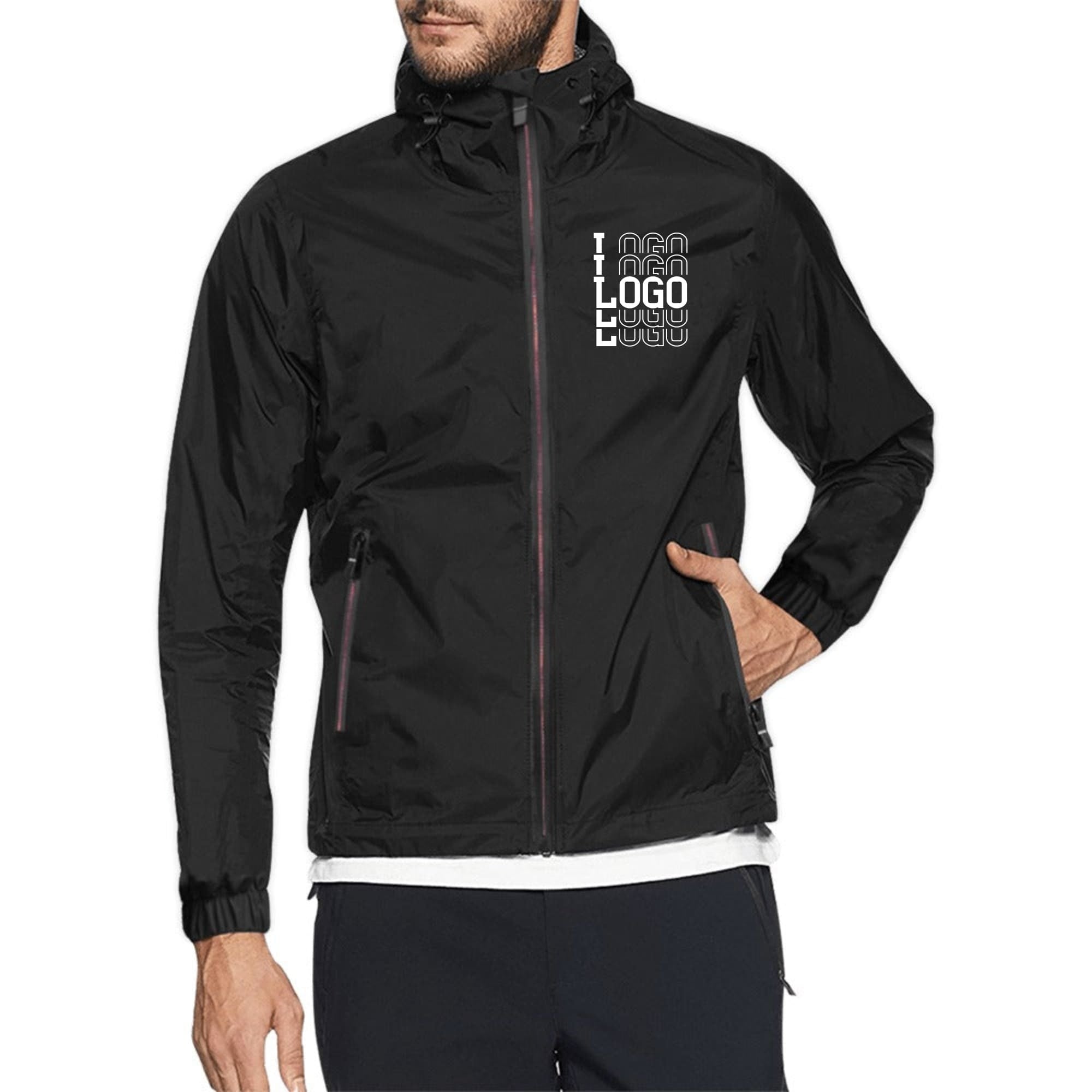 Custom Hooded Windbreaker Jacket - Add Text Name Monogram Logo Or Image Design