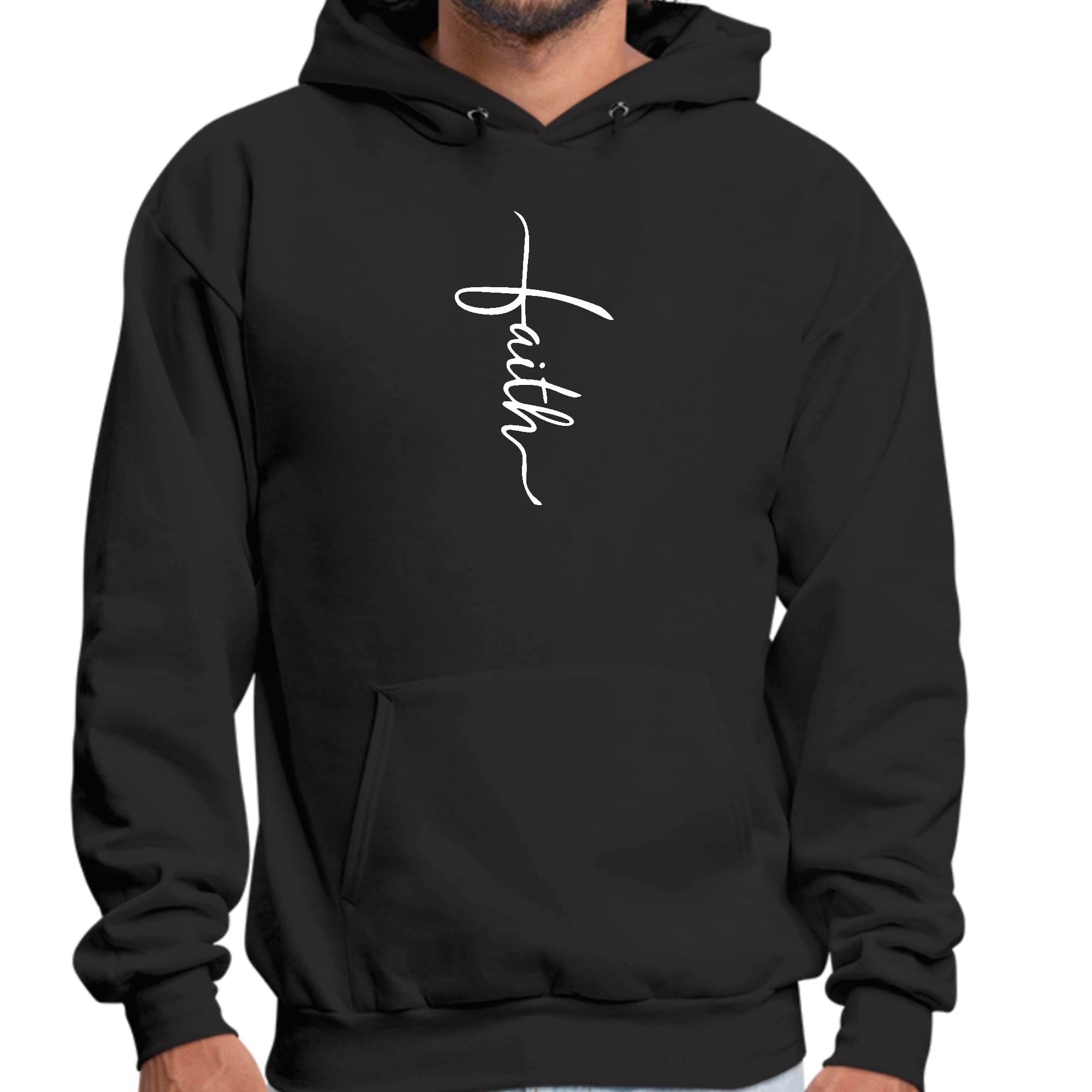Faith Script Cross Illustration Graphic Hoodie