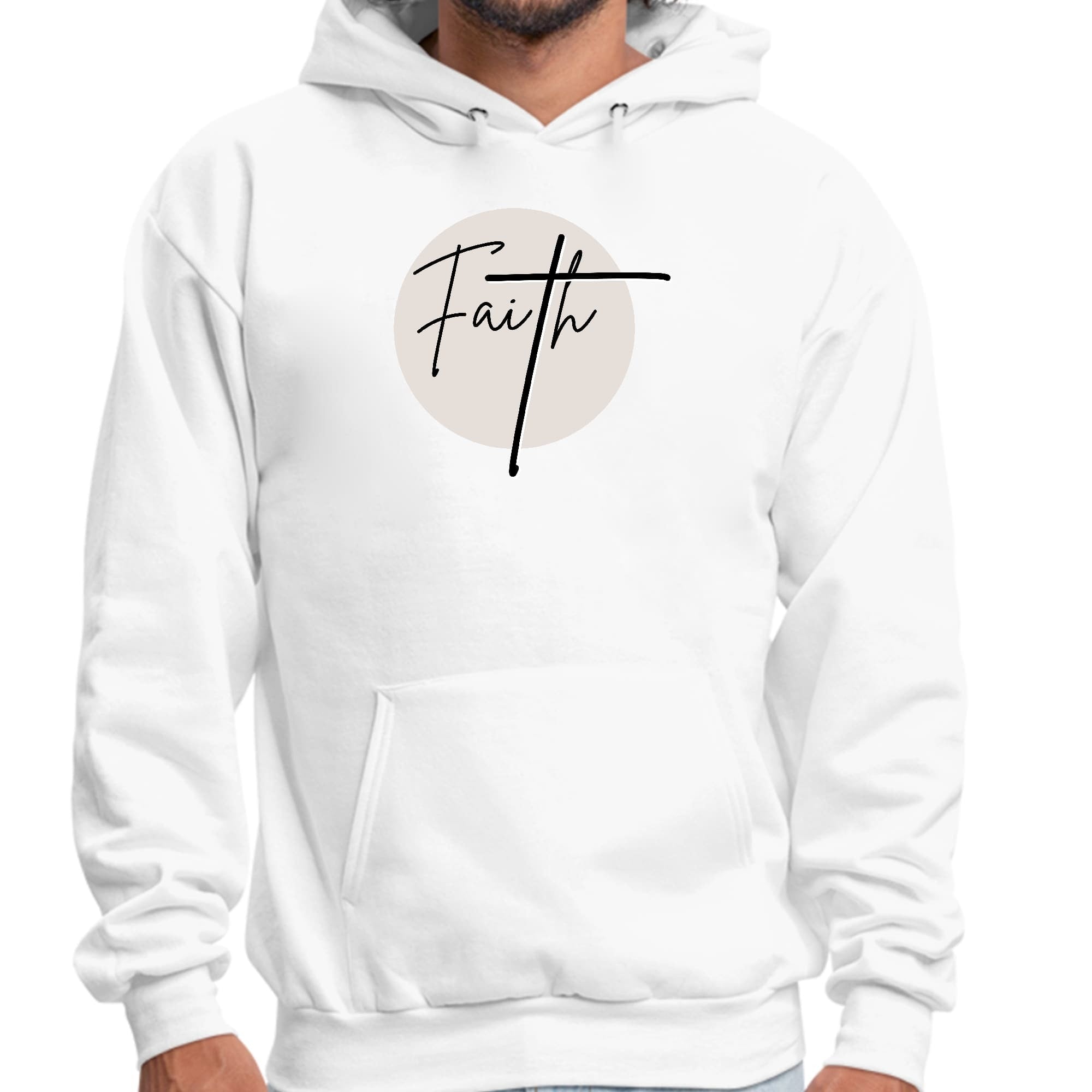 Faith - Christian Affirmation - Black And Beige Graphic Hoodie