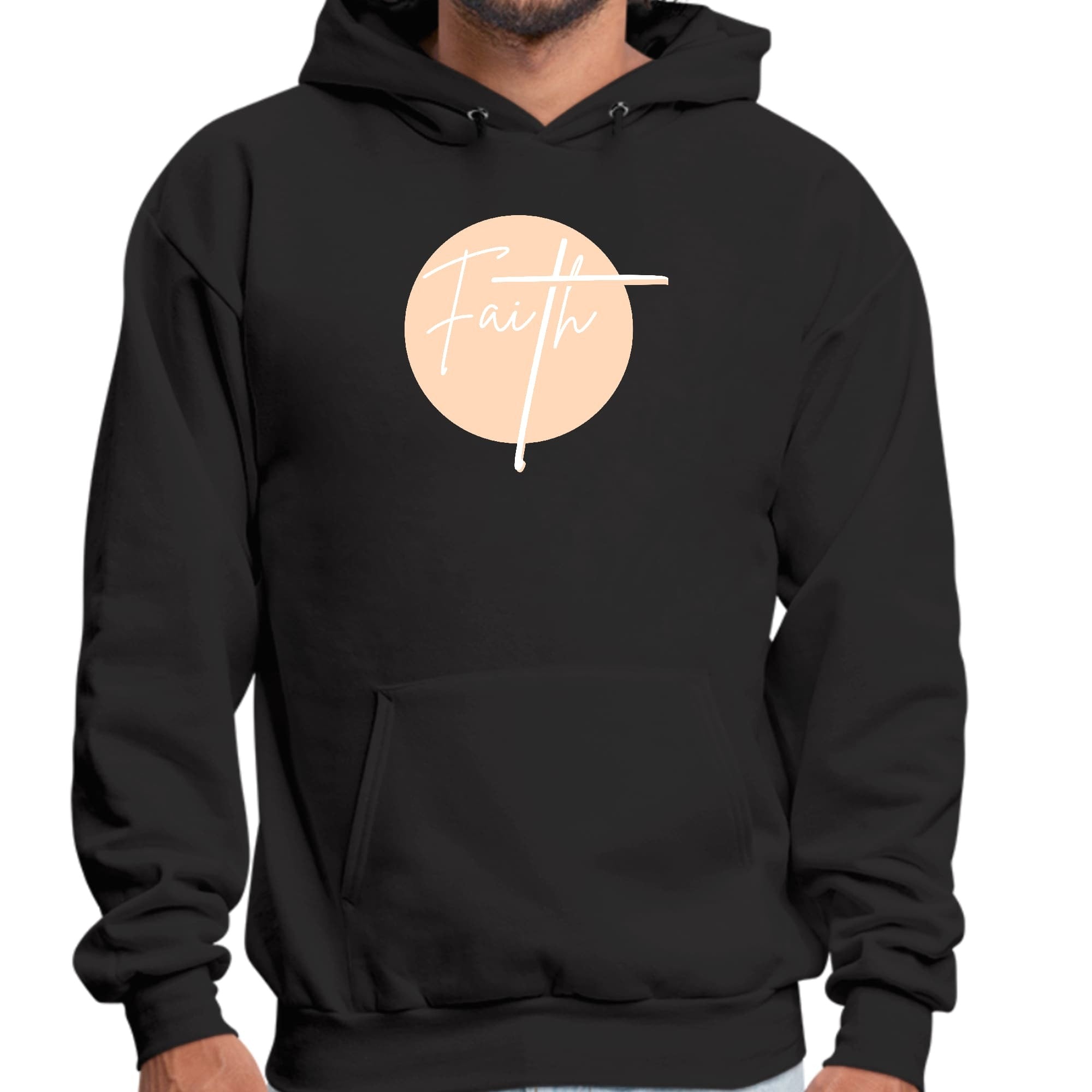 Faith - Christian Affirmation - Peach And White Graphic Hoodie