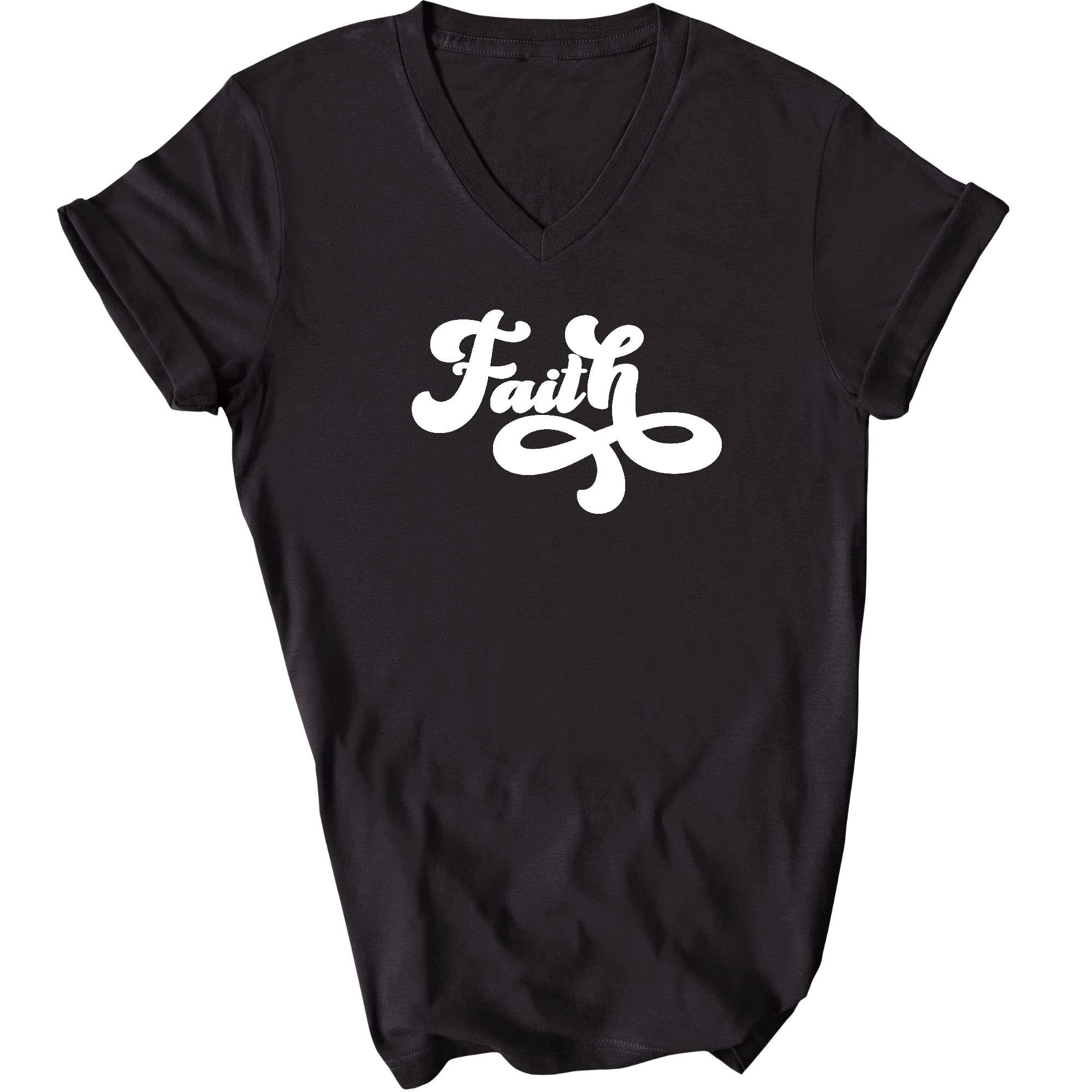 Faith Script Illustration Mens V-neck T-shirt