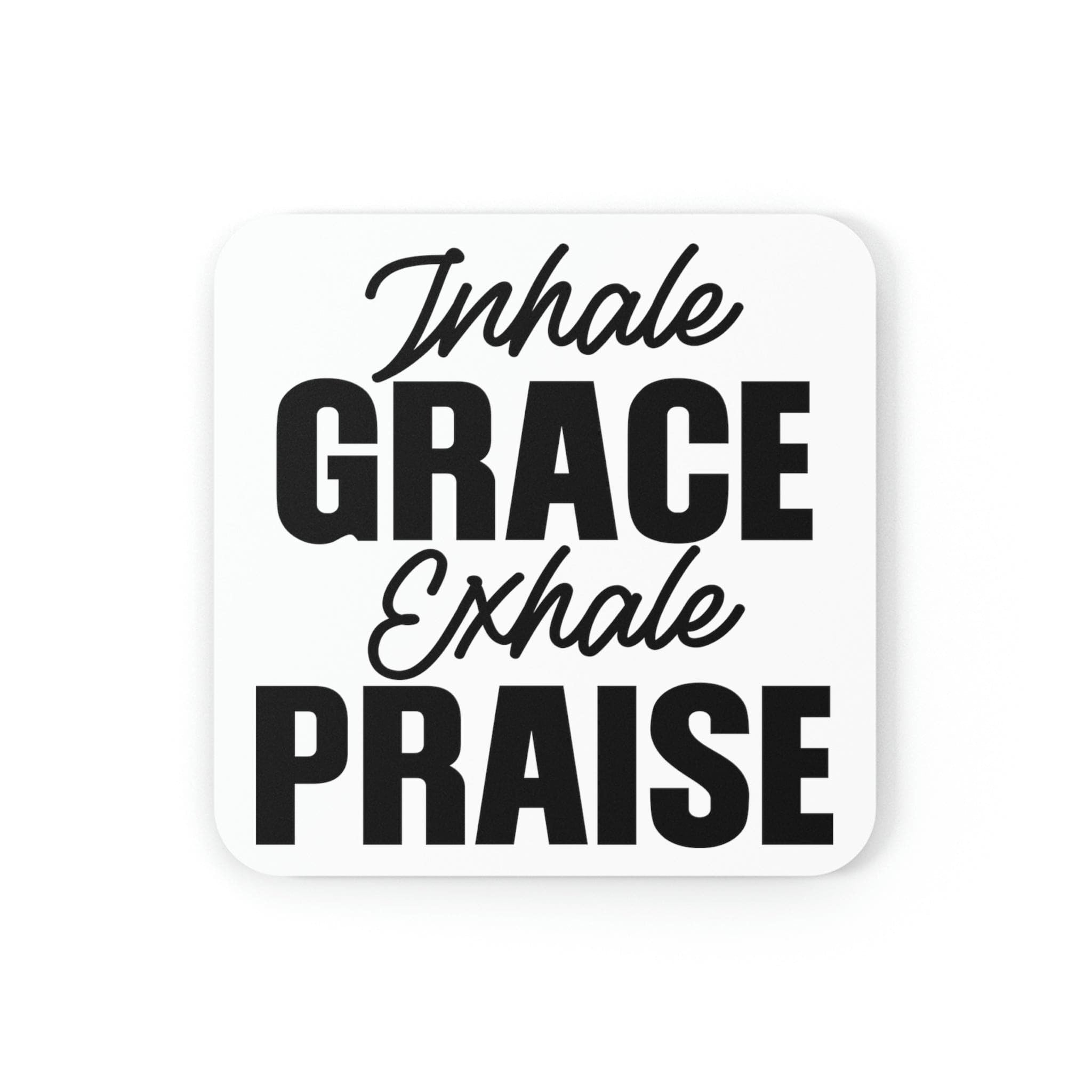 Home Decor, Coaster Set - 4 Piece Home/office, Inhale Grace Exhale Praise - Christian Inspiration