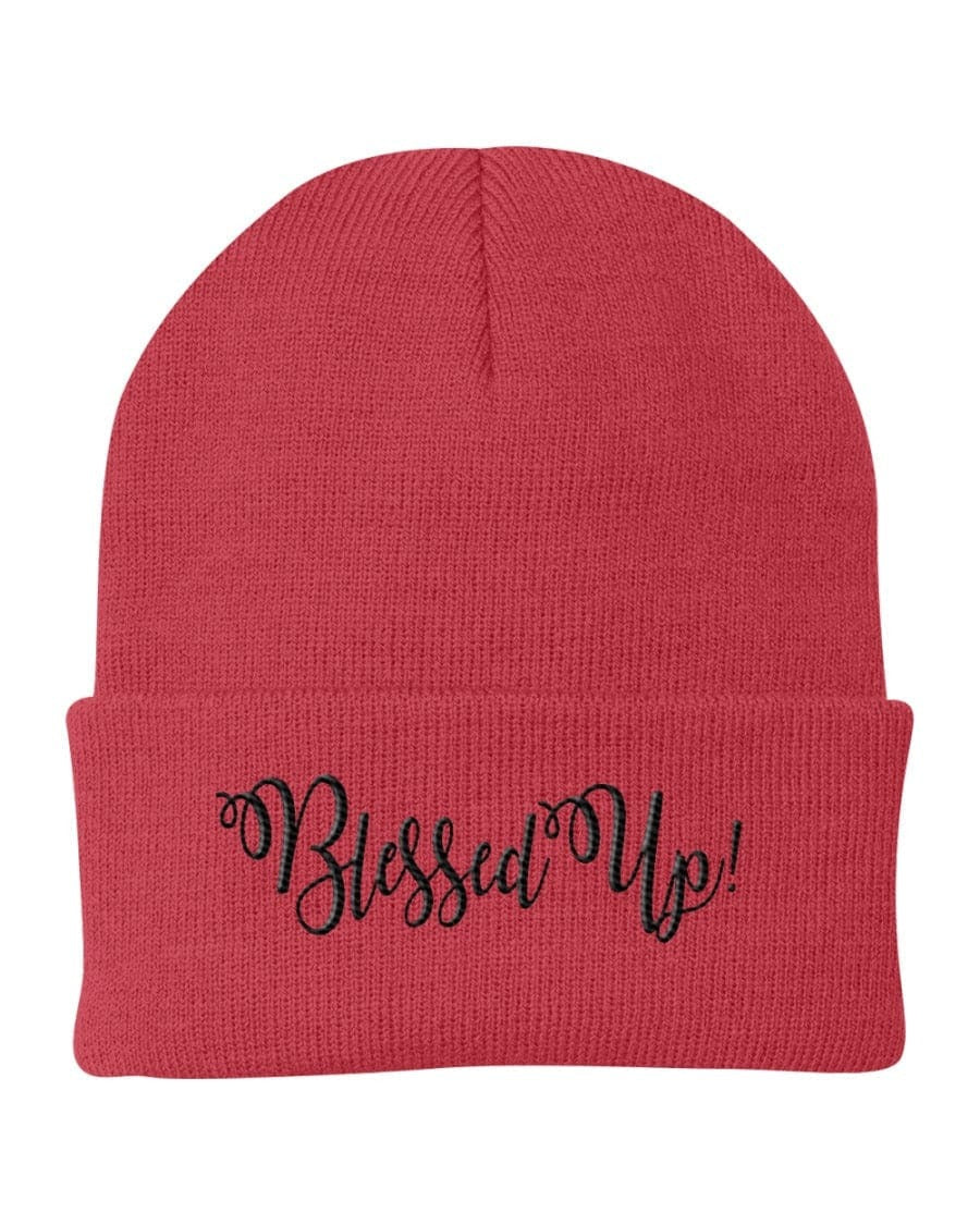 Beanie Cap / Blessed Up Embroidered Graphic - Cuffed Knit Hat