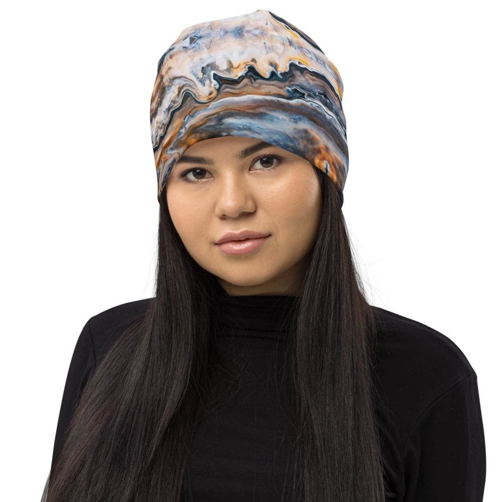 Beanie Hat - Blue Swirl Style Slouchy Beanie Men/women