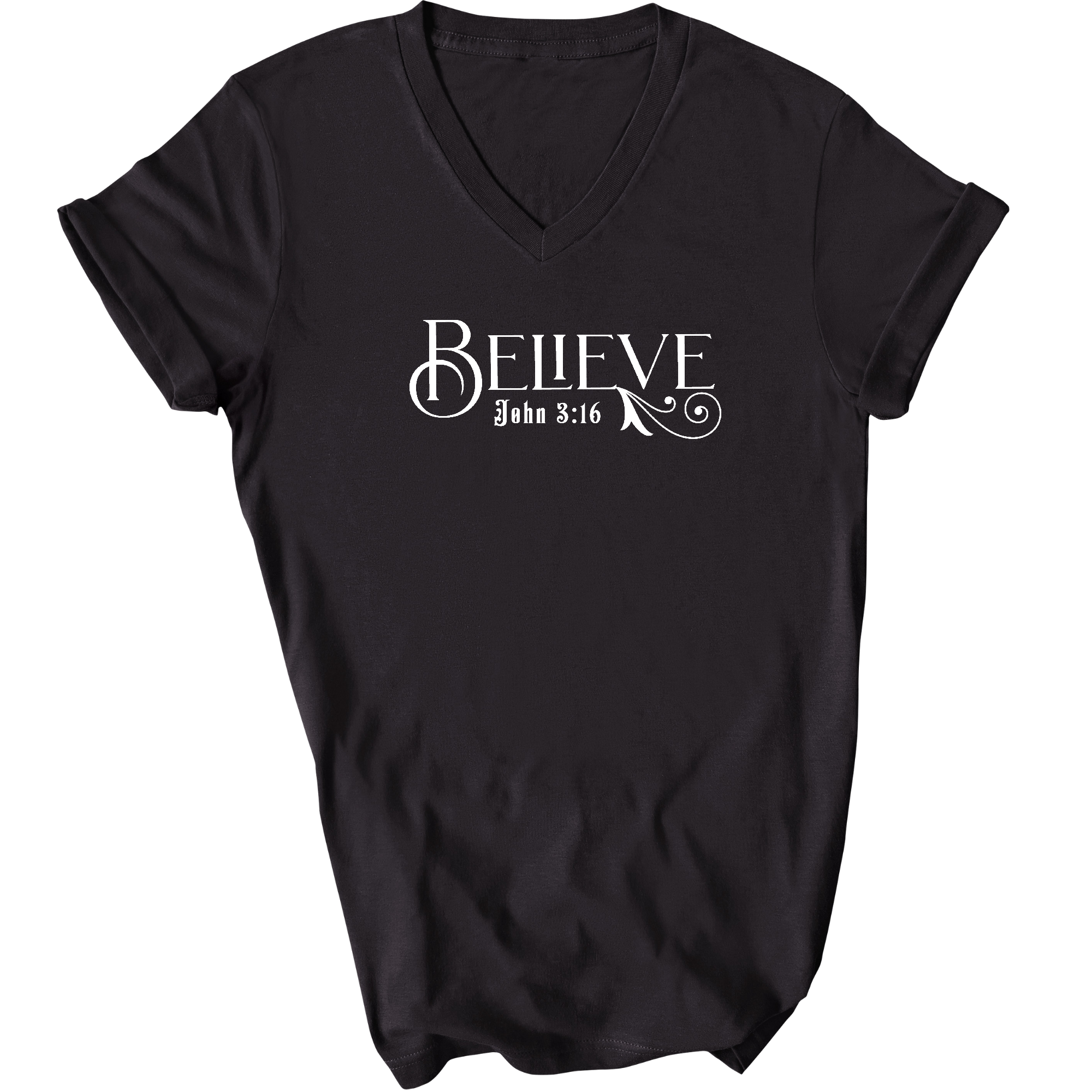 Believe John 3:16 Mens V-Neck T-Shirt