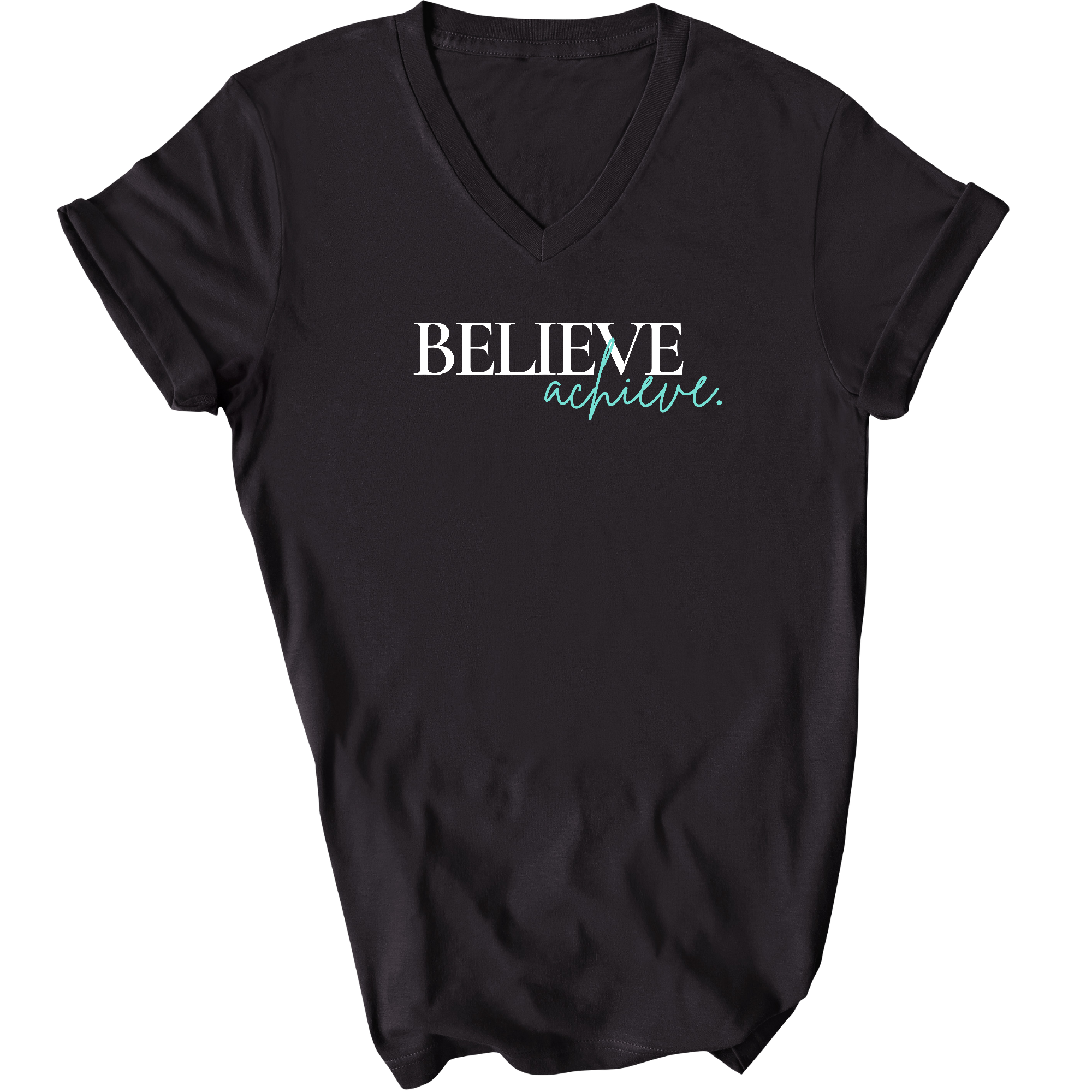 Believe And Achieve - Inspirational Motivation Mens V-Neck T-Shirt