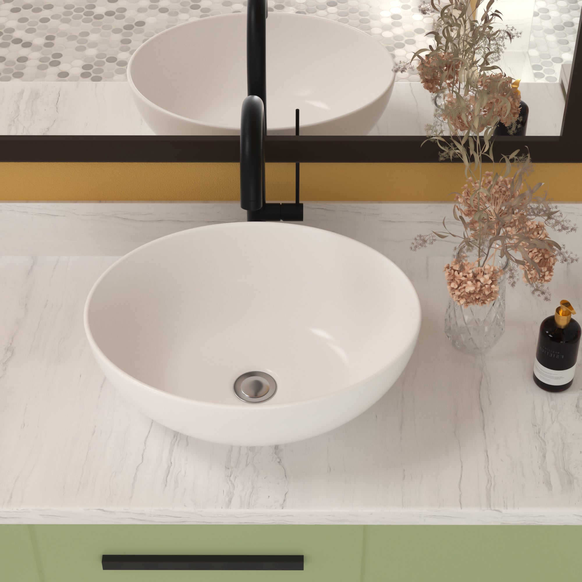 16x13 Inch White Ceramic Oval Vessel Bathroom Sink