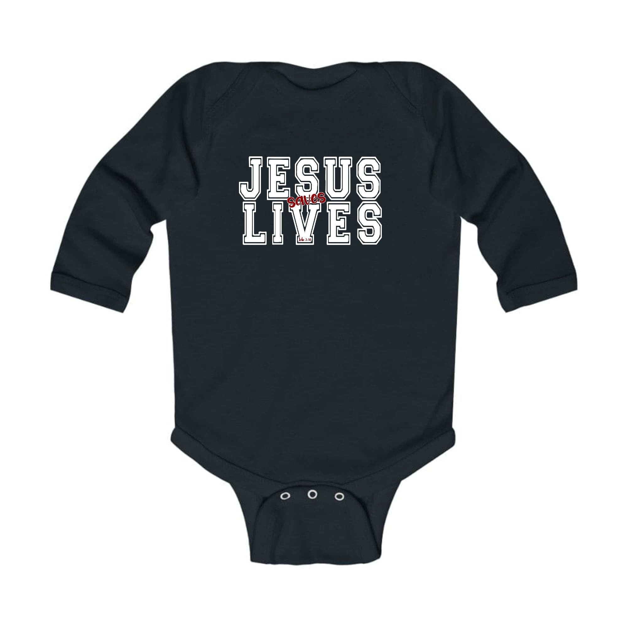 Infant Long Sleeve Graphic T-shirt Jesus Saves Lives White Red