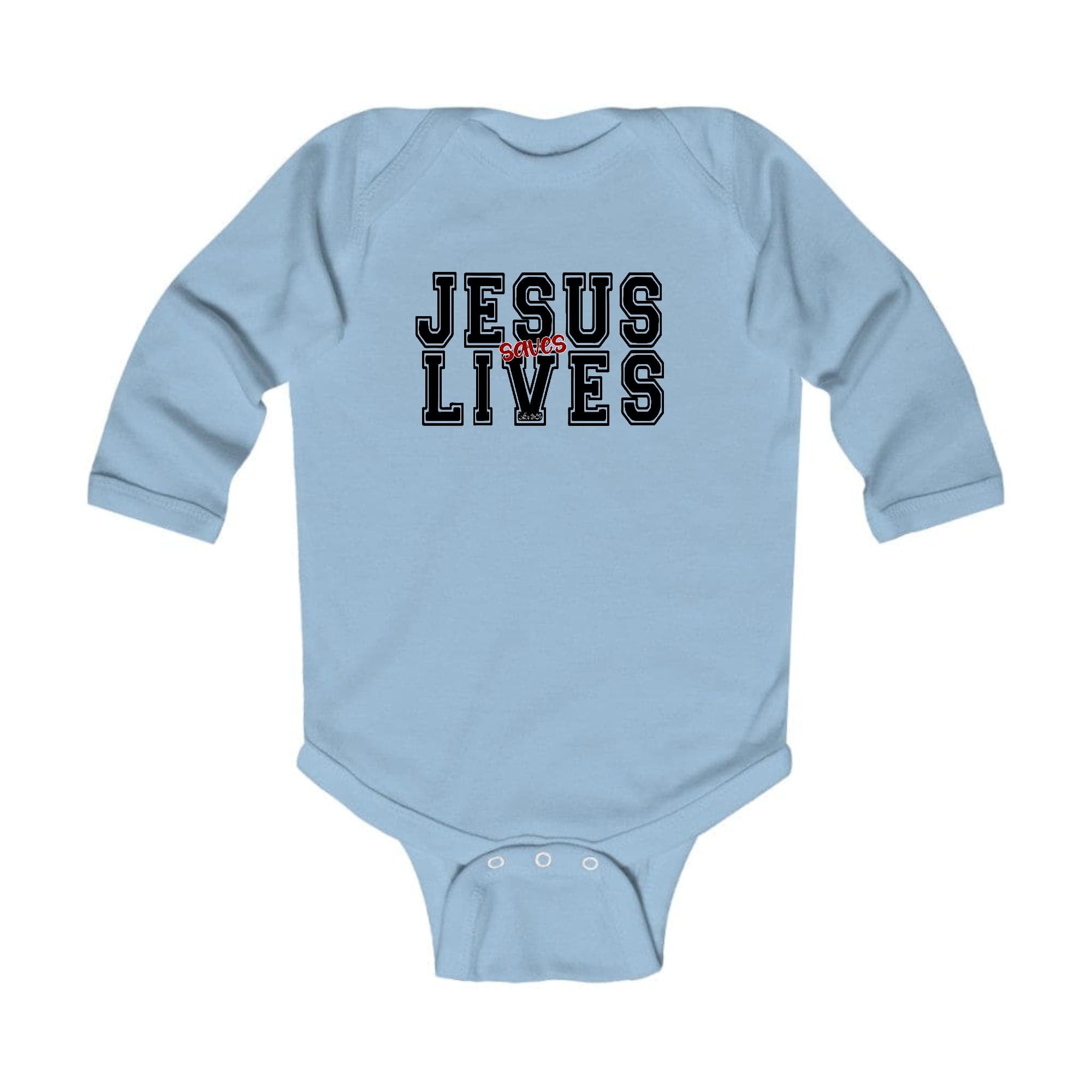 Infant Long Sleeve Graphic T-shirt Jesus Saves Lives Black Red